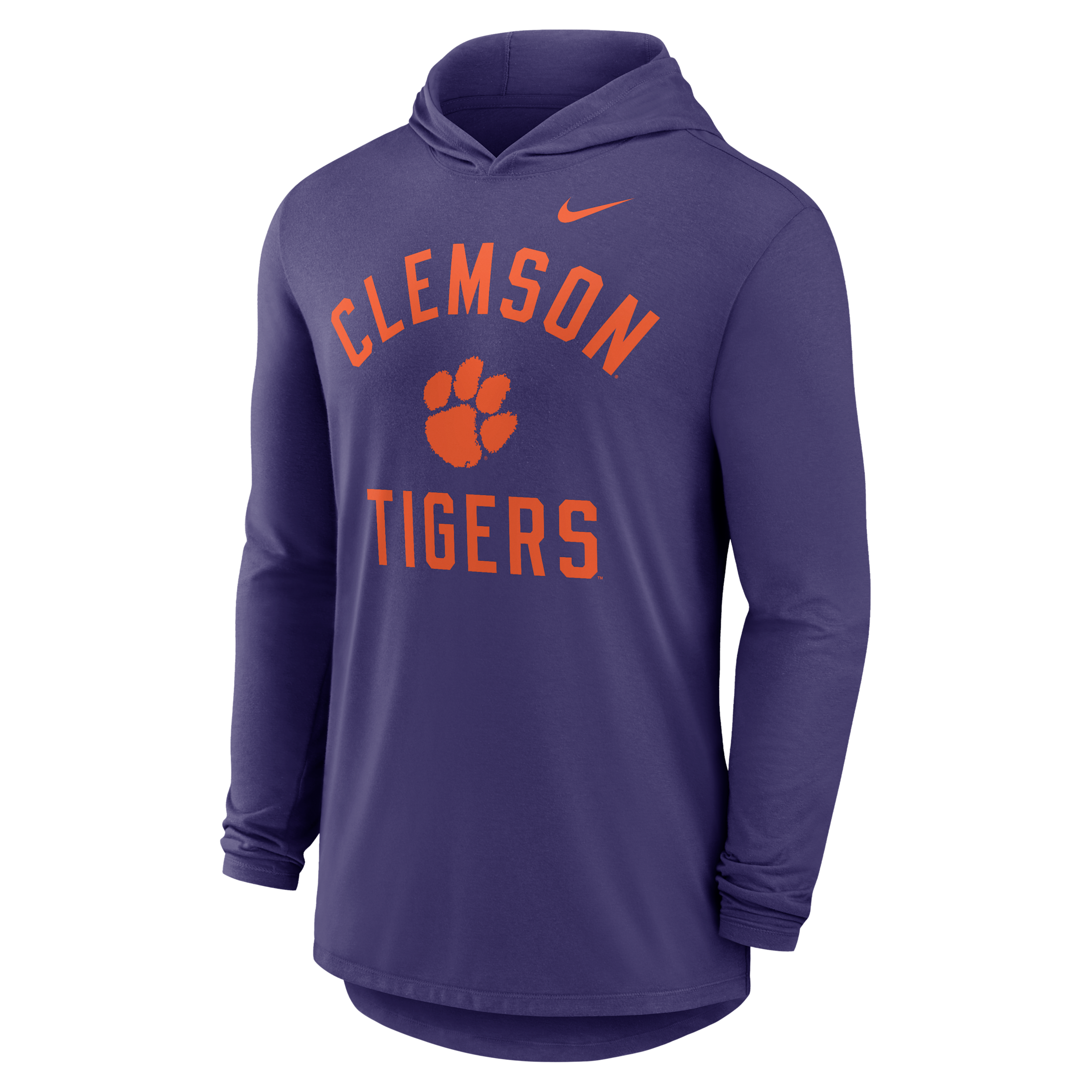 Nike Purple Clemson Tigers Classic Arch Tri-blend Performance Long Sleeve Hoodie T-shirt In Purple
