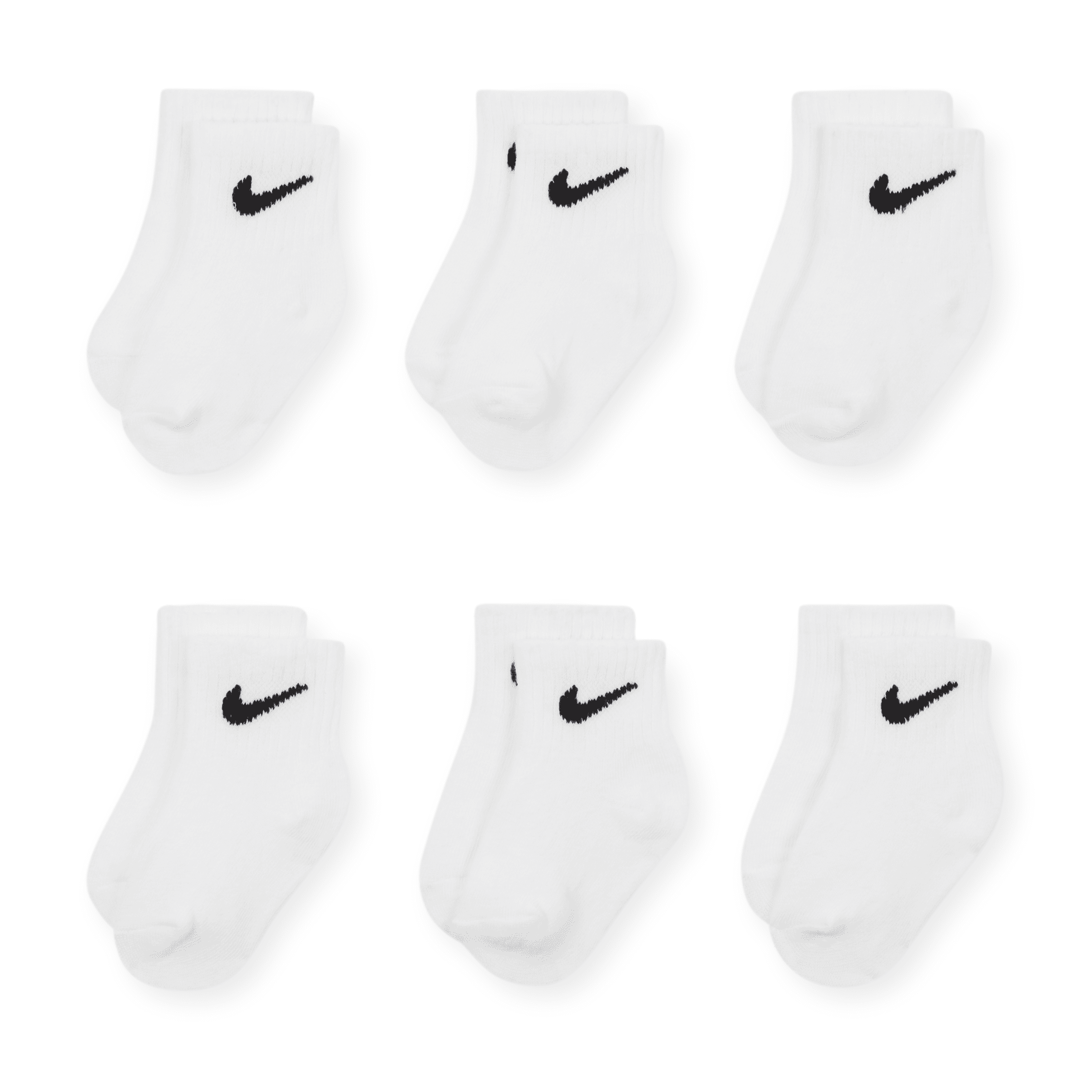 Nike Little & Big Kid Boys 6 Pair Quarter Ankle Socks, 2t-4t, White