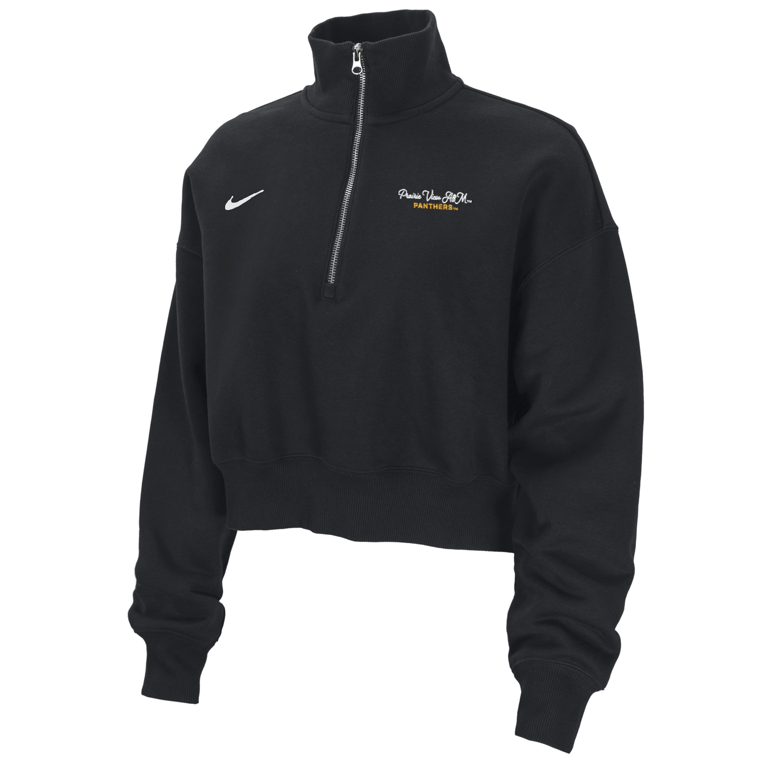 Nike Women's College Phoenix Fleece (prairie View A&m University) Cropped 1/4-zip Pullover In Black