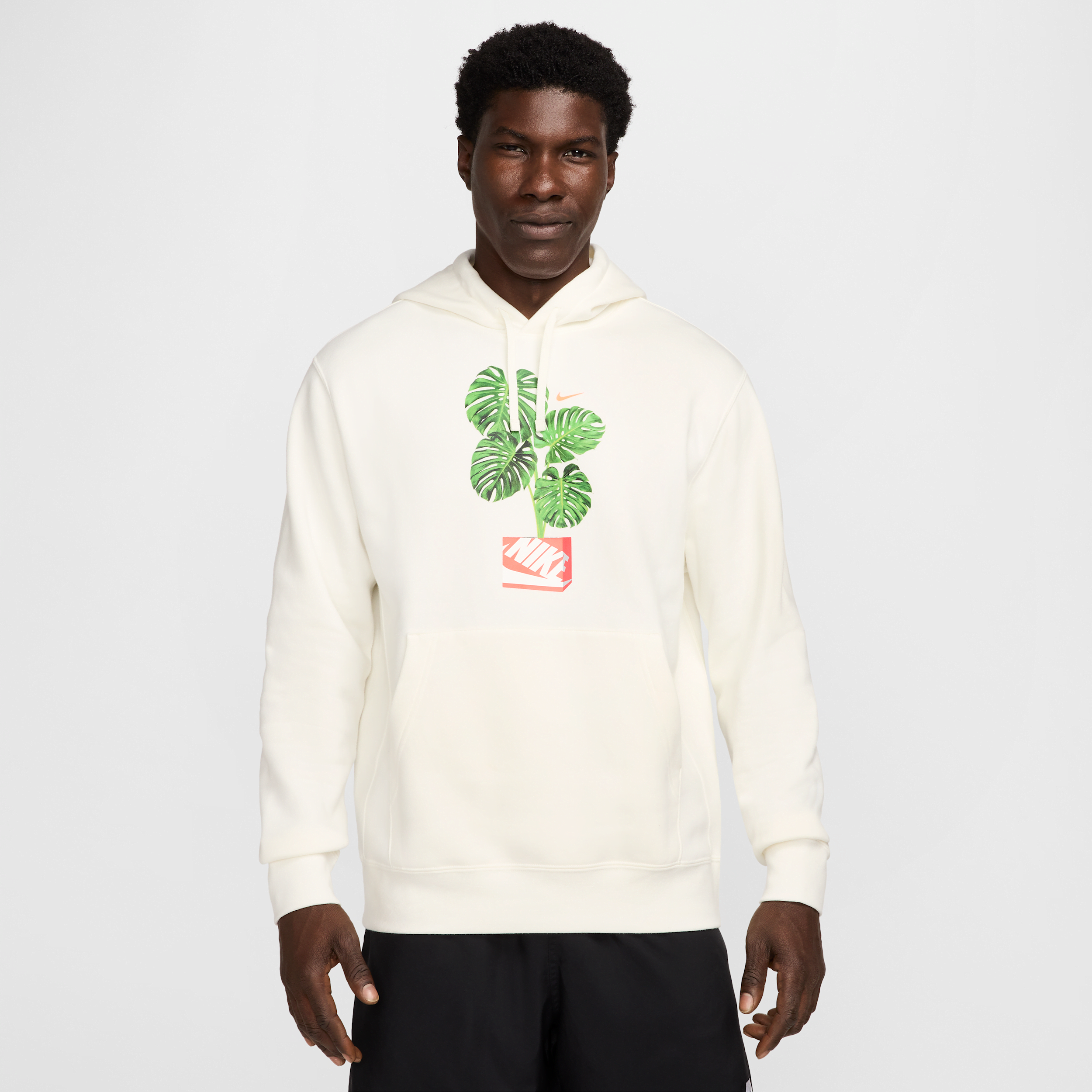 Nike Men's Club Pullover Hoodie In White