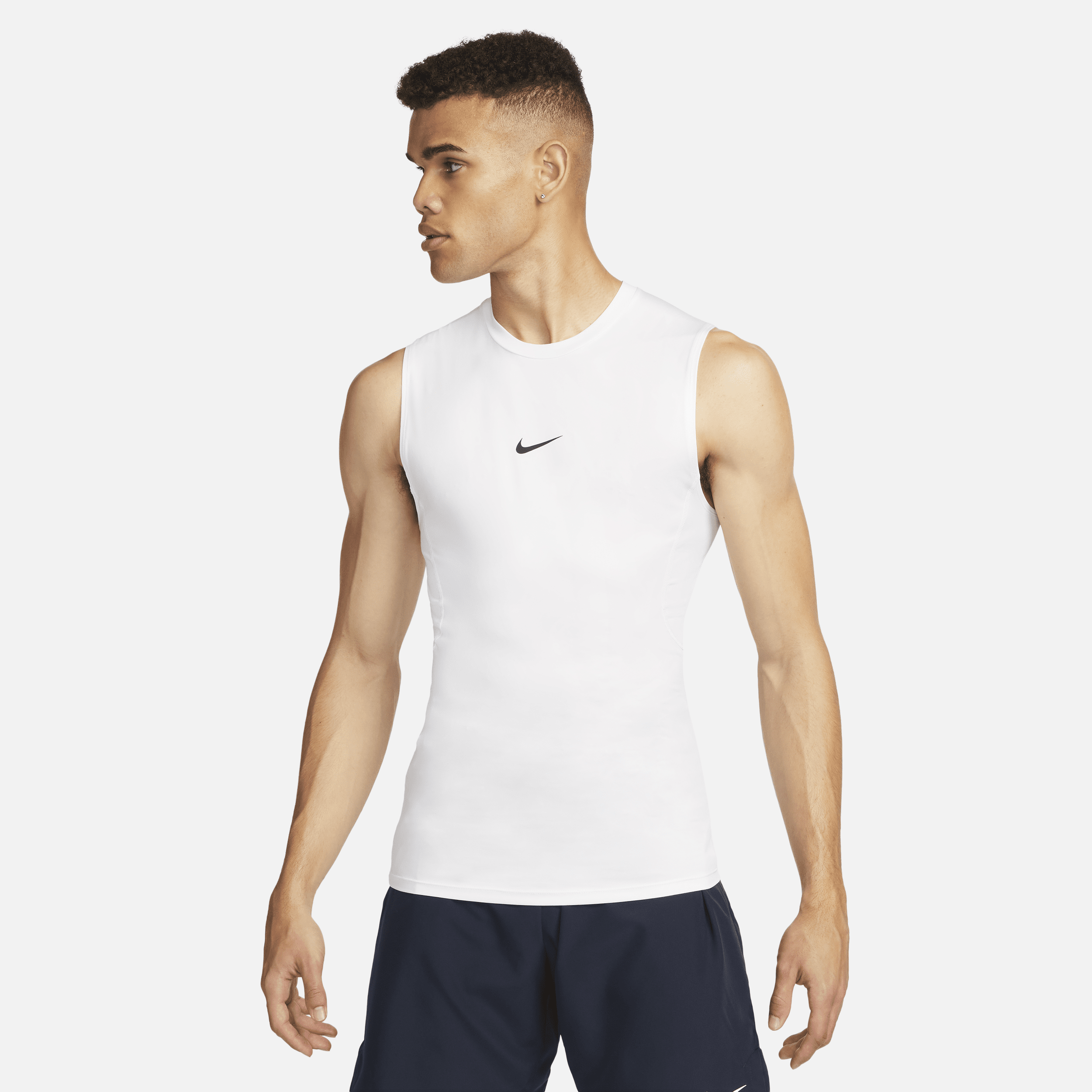 Men's Nike Pro Dri-FIT Tight Sleeveless Fitness Top in White, Size: Medium | FB7914-100