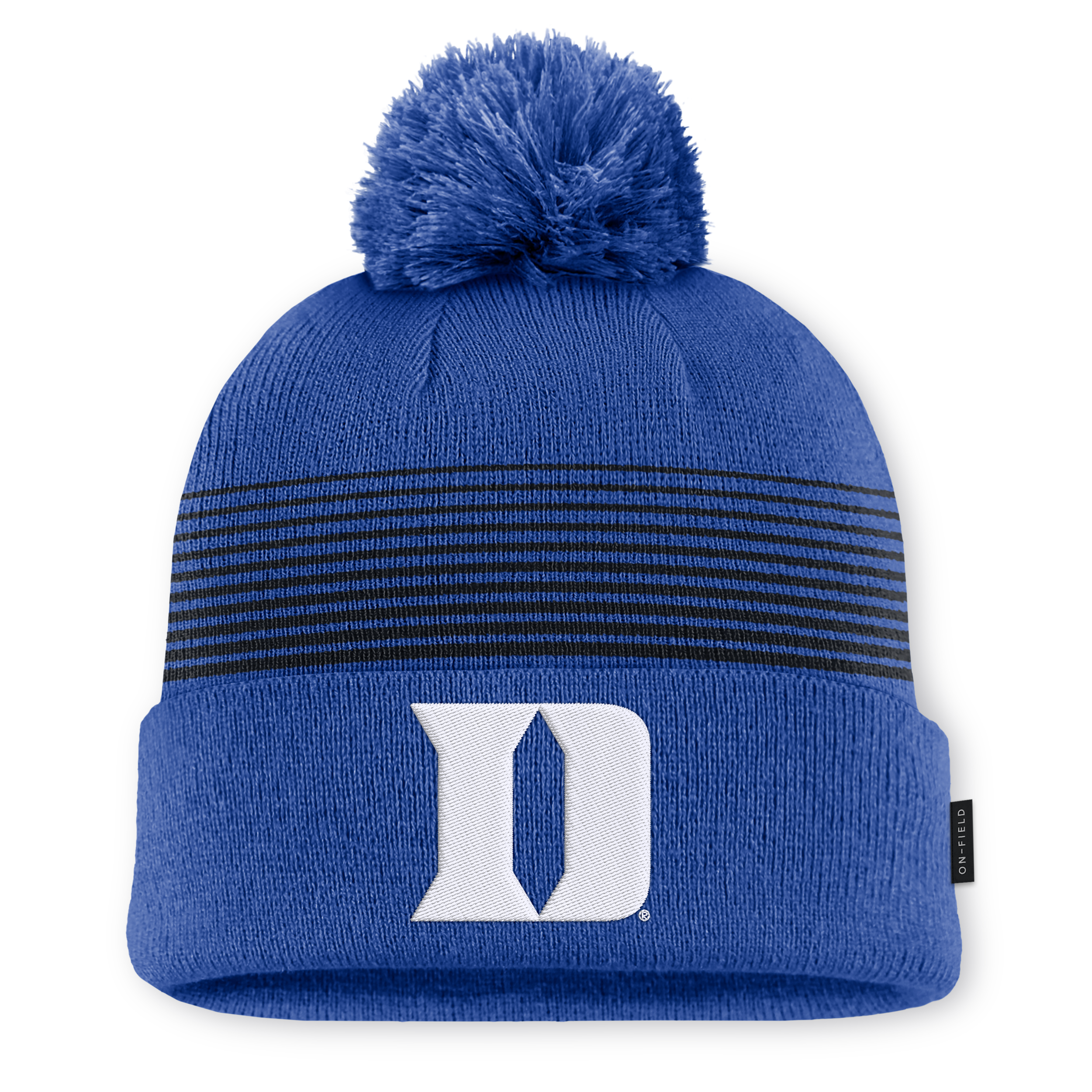 Men's and Women's Nike Royal Duke Blue Devils 2026 On-Field Cuffed Knit Hat with Pom - Royal, Black