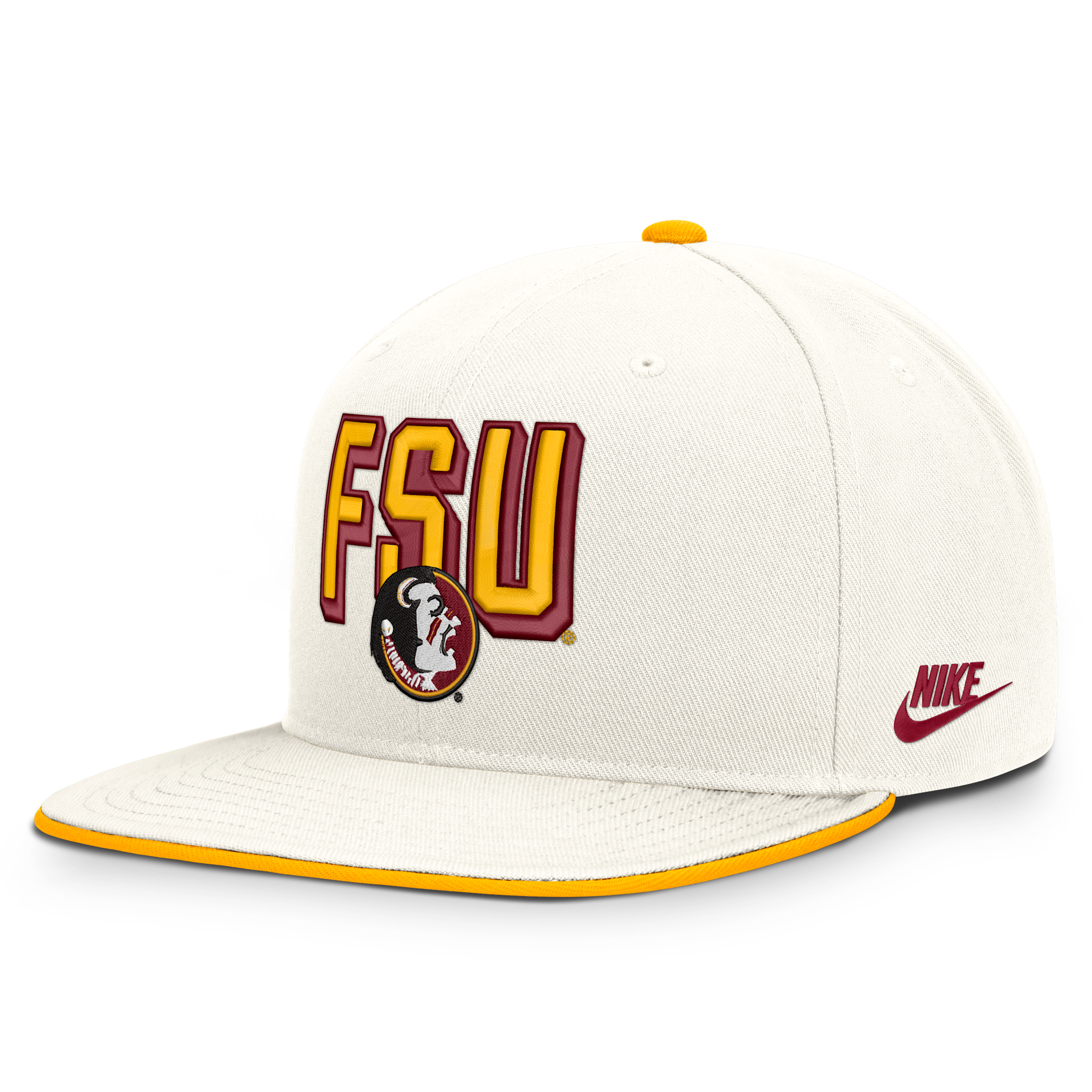 Florida State Legacy Letter & Mascot Pro Nike Men's Dri-FIT College Adjustable Hat in White | NC120KGUFSH-207