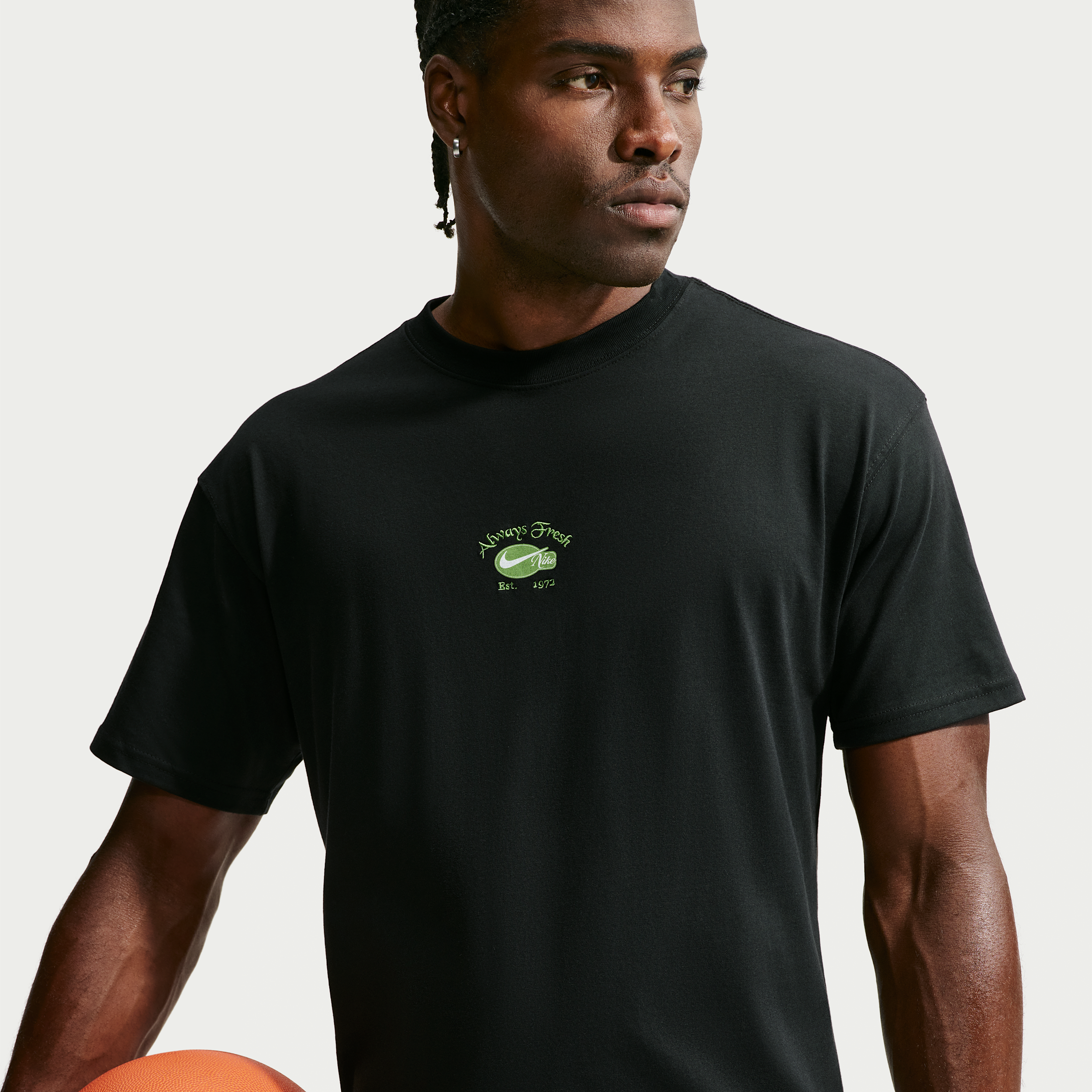 Nike Men's Max90 Hoops Peach Graphic T-Shirt, Medium, Black