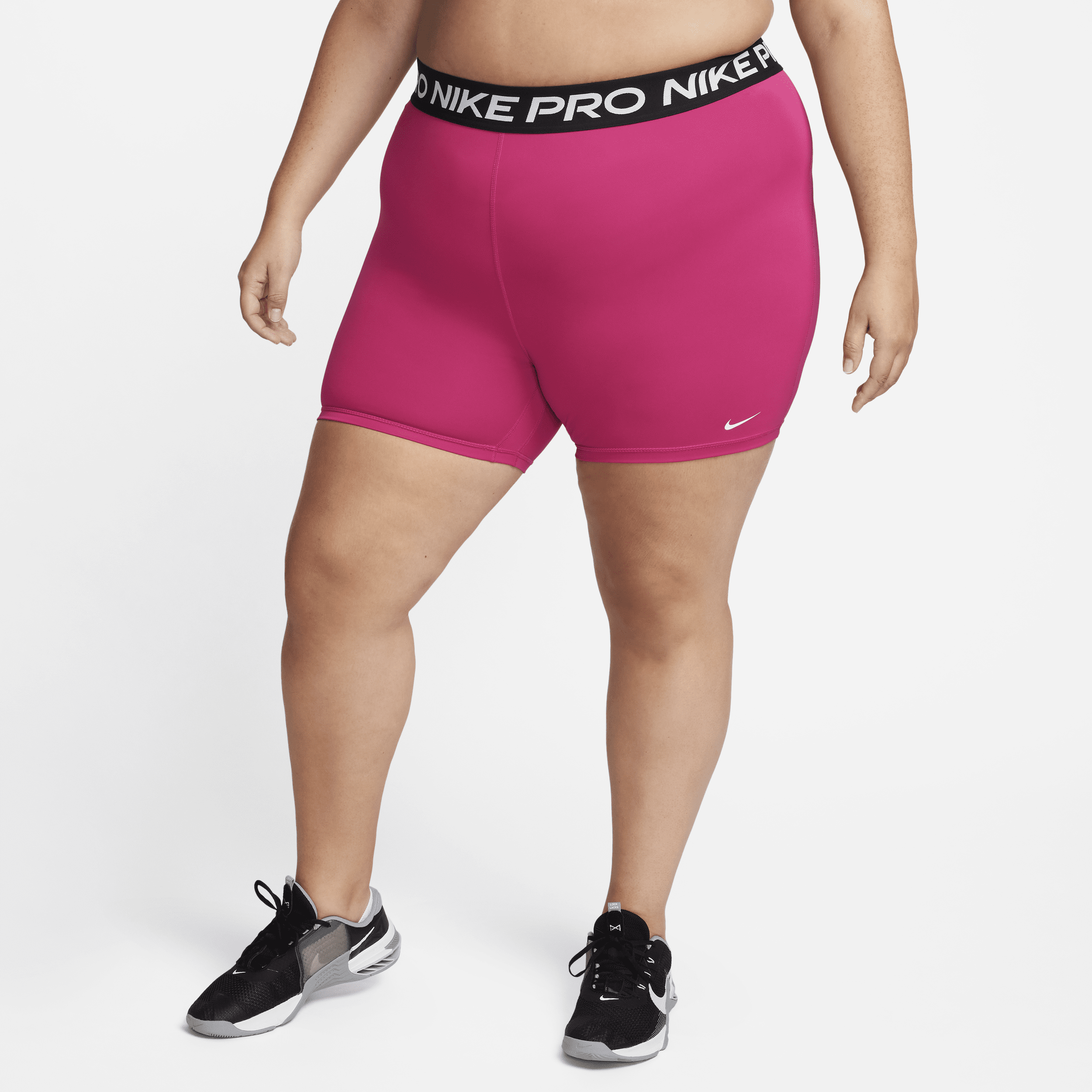 Nike Plus Size Active Pro-365 Dri-fit Elastic Logo Shorts In Pink