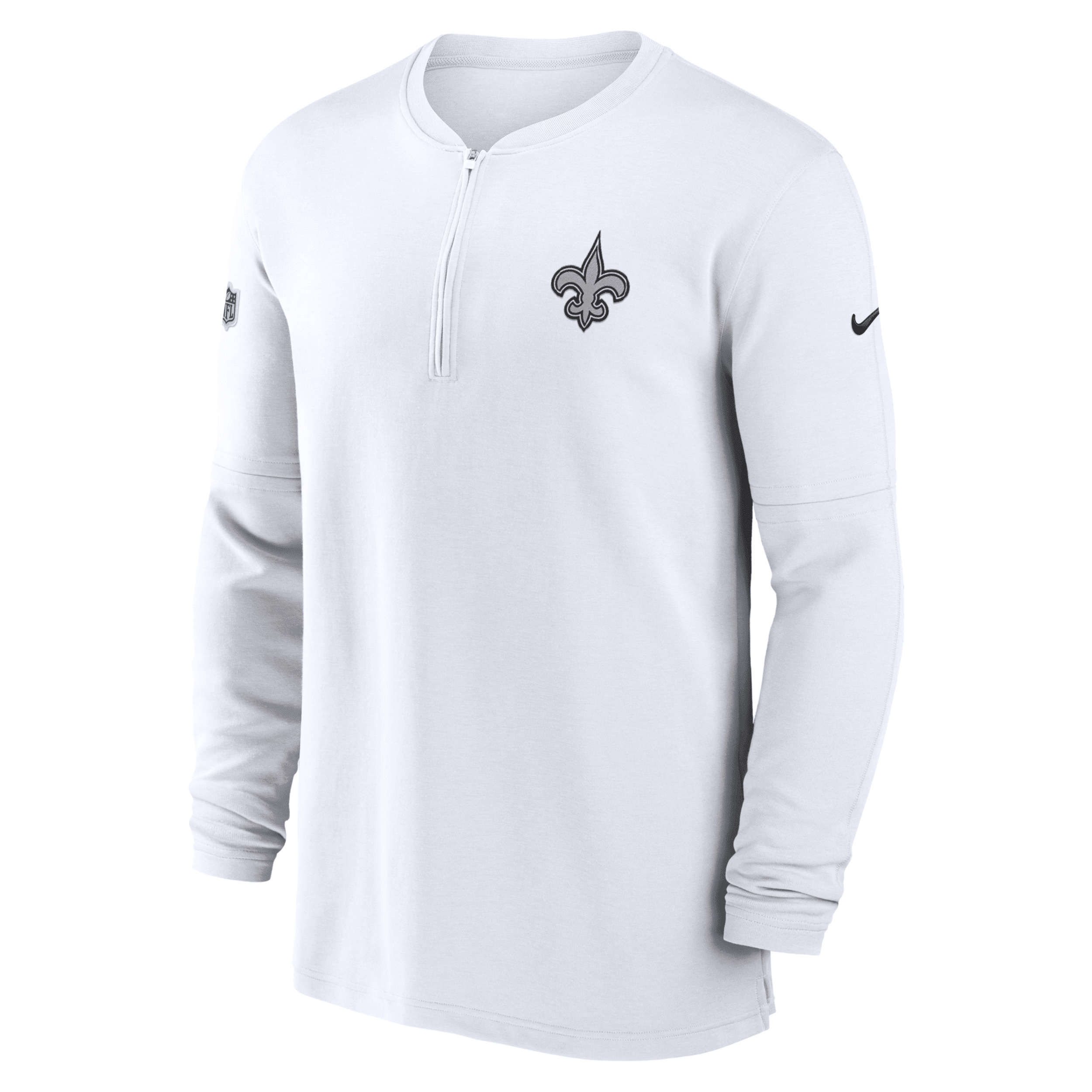 Shop Nike New Orleans Saints Sideline Menâs  Men's Dri-fit Nfl 1/2-zip Long-sleeve Top In White