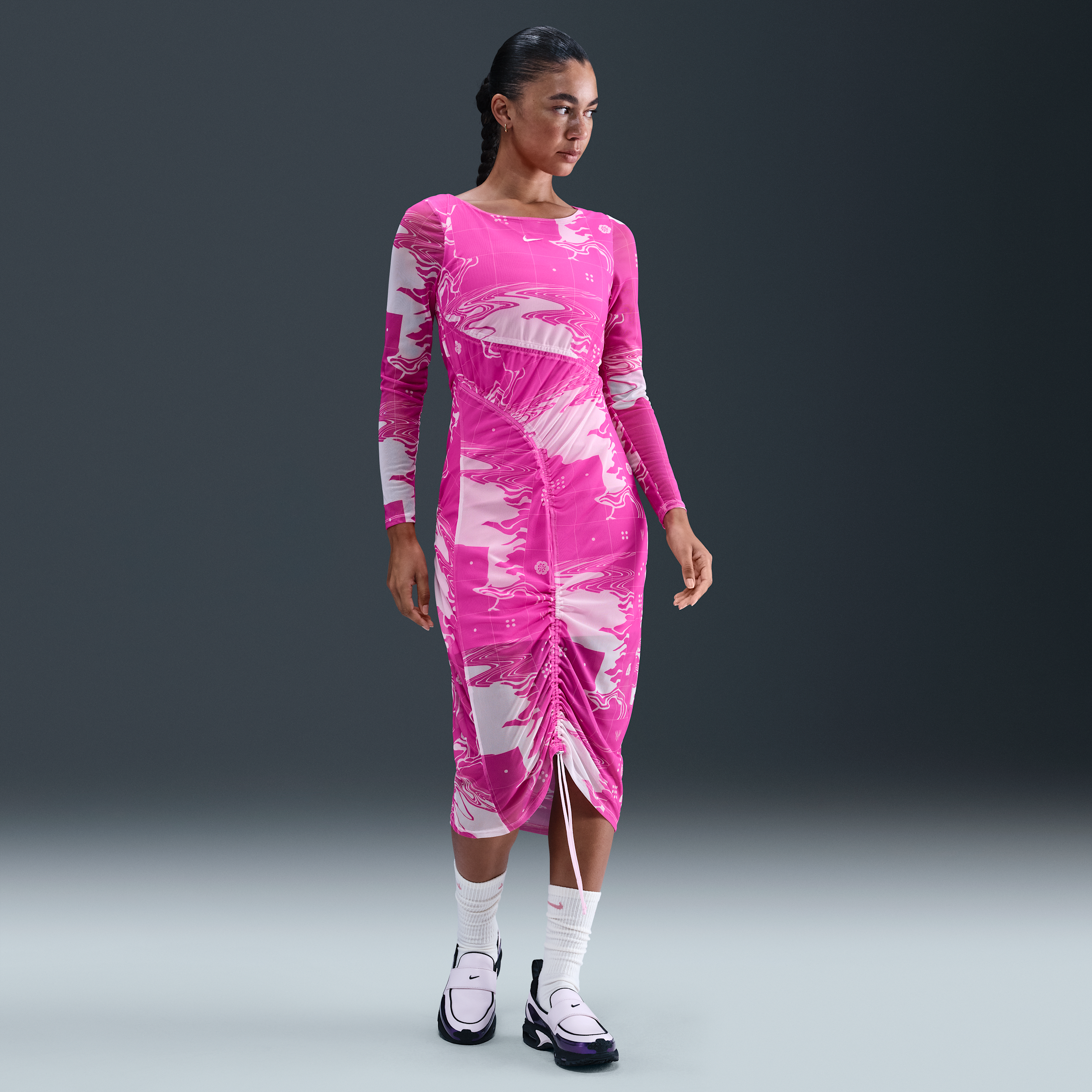 Nike Women's Serena Williams Design Crew Mesh Midi Dress In Pink