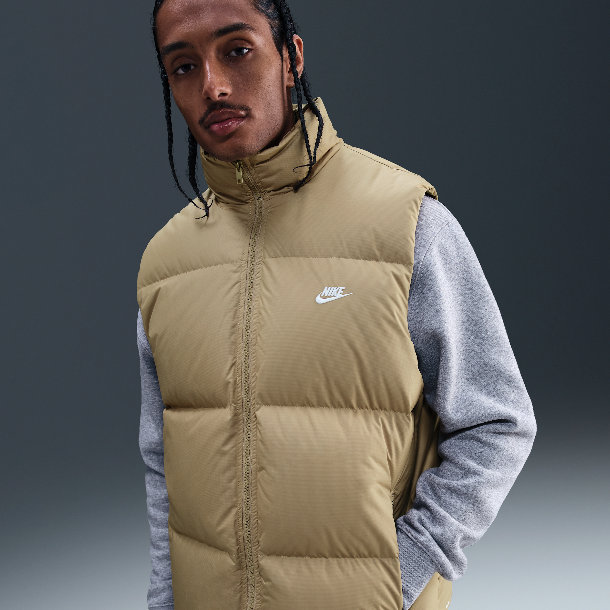 Nike Mens  Club Puffer Vest 550 In Brown