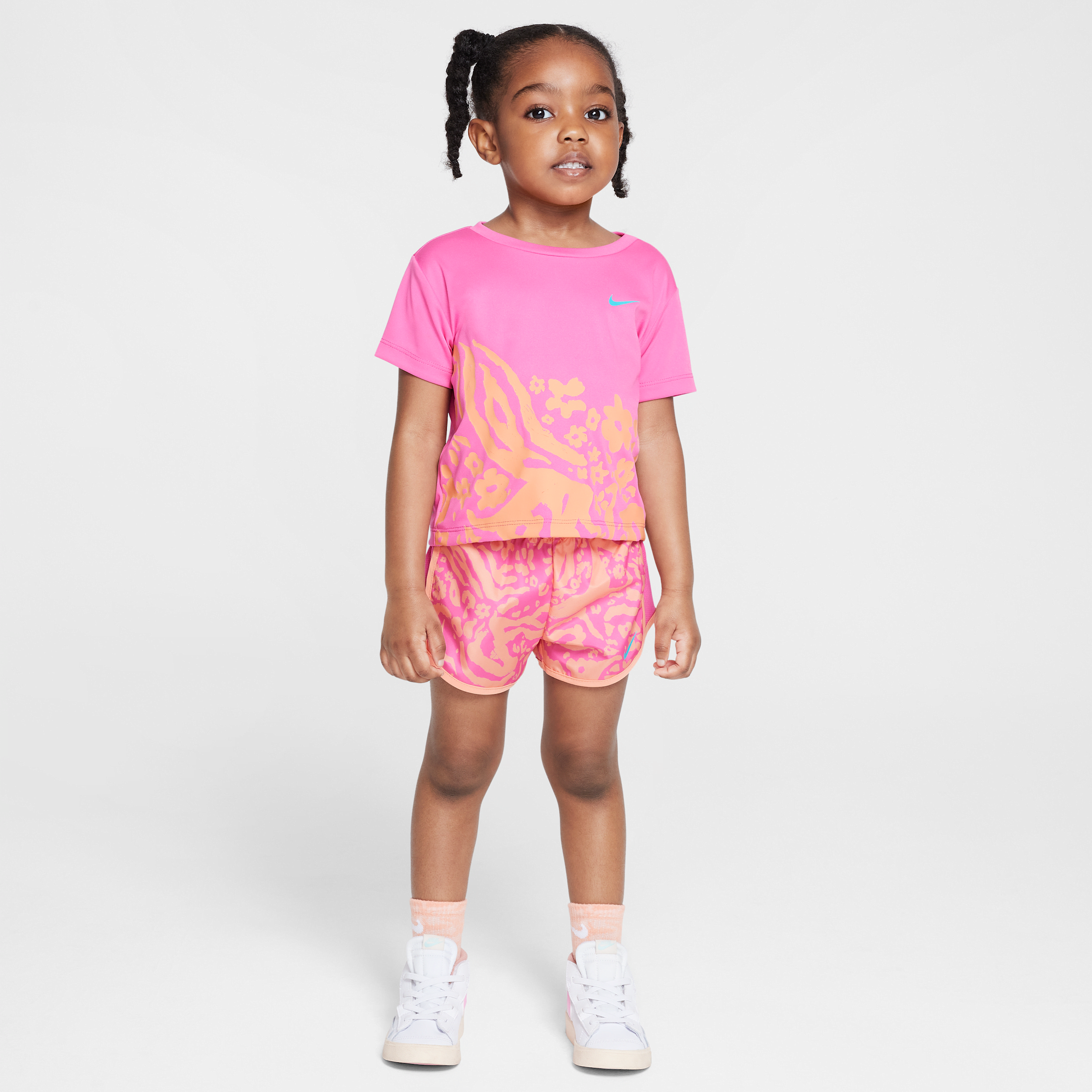 Nike Dri-fit Toddler Wild Flower 2-piece Tempo Set In Pink
