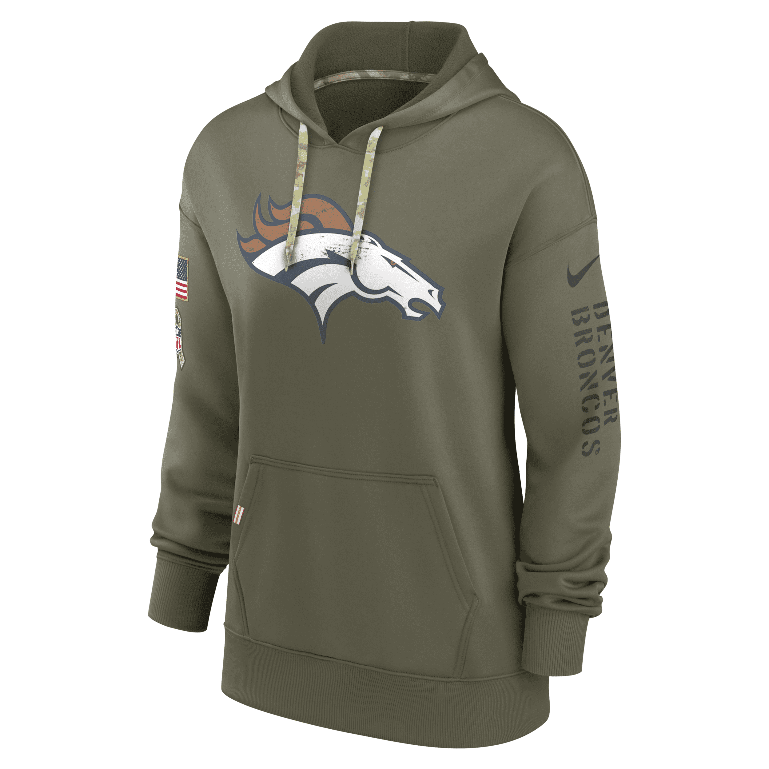 Nike Women's Dri-Fit Salute to Service Logo (NFL Denver Broncos) Pullover Hoodie Brown