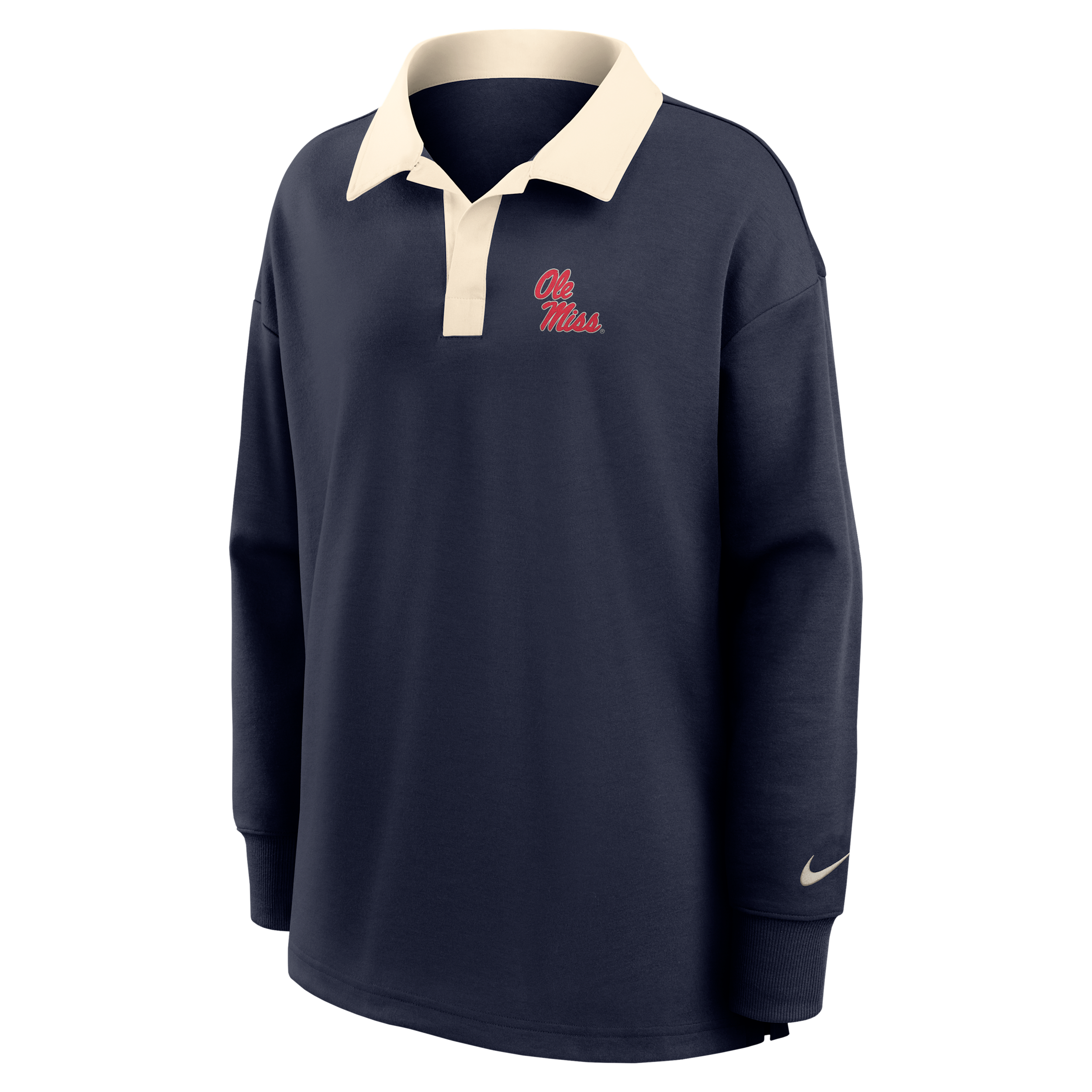 Ole Miss Nike Women's Dri-FIT Oversized Long-Sleeve Polo in Blue | ZW050EE871MISI-NVN