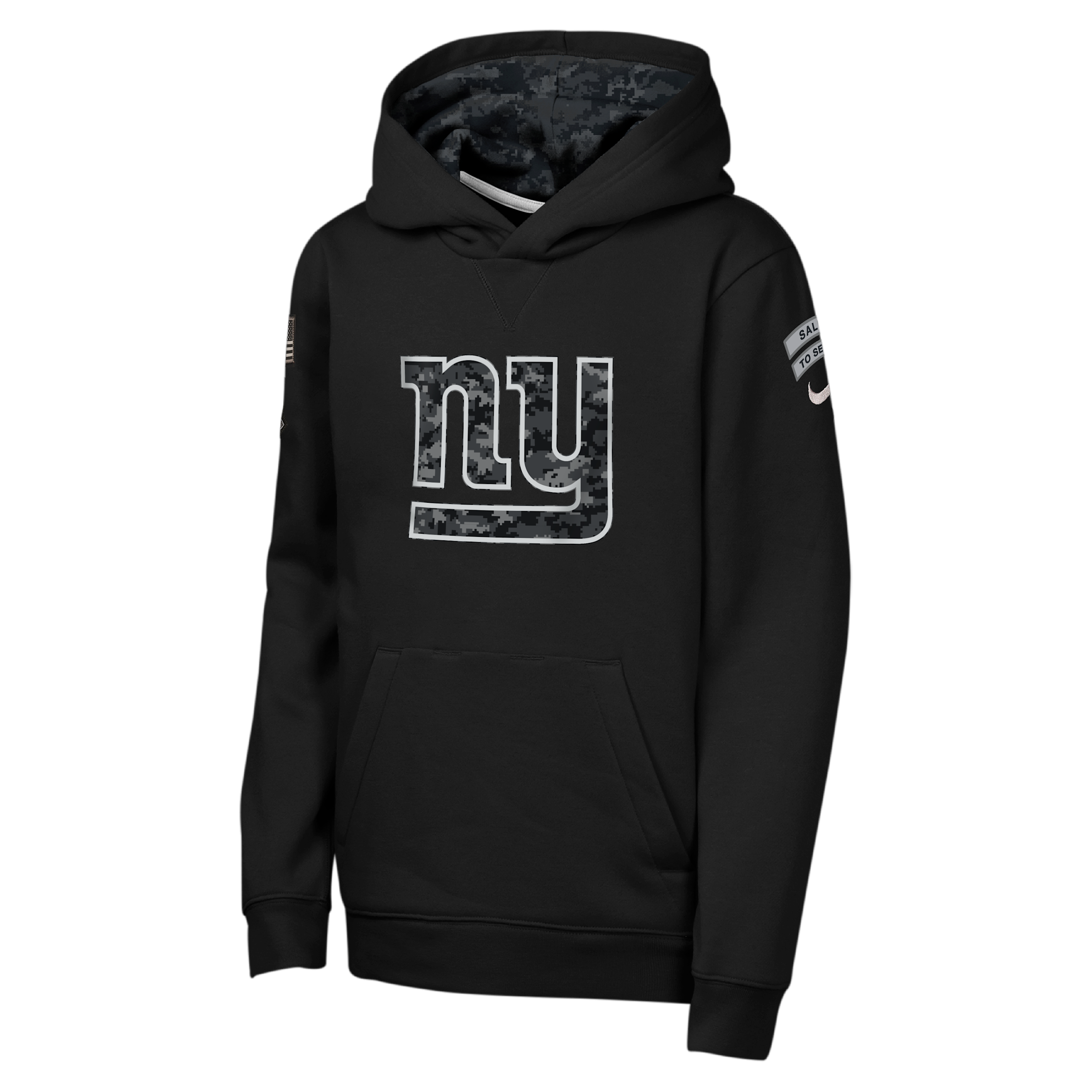 New York Giants Salute to Service Sideline Club Big Kids' Nike NFL Pullover Hoodie in Black | Z1B7NFQ8NYG-NAW