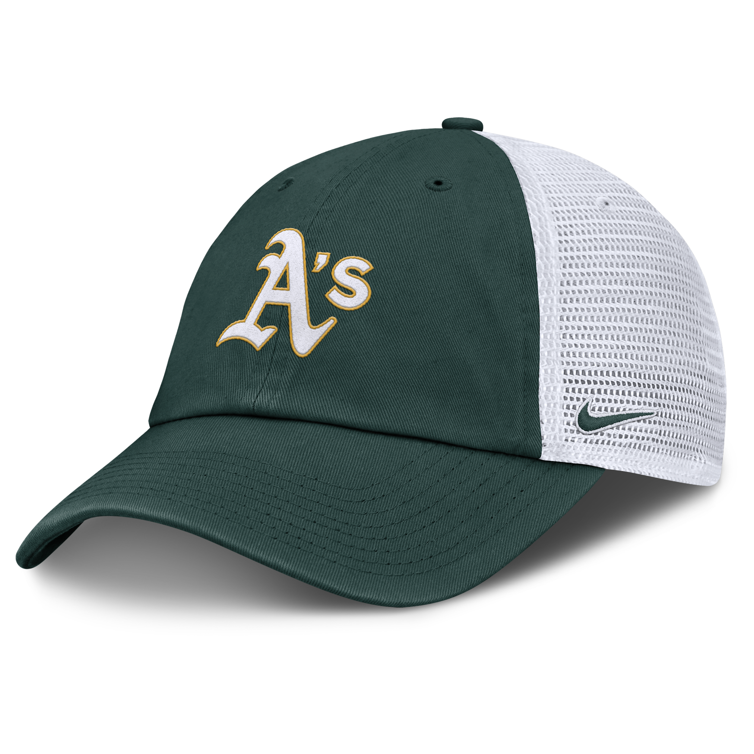 Athletics Club Nike Men's MLB Trucker Adjustable Hat in Green | NB03024NFZ-BEE
