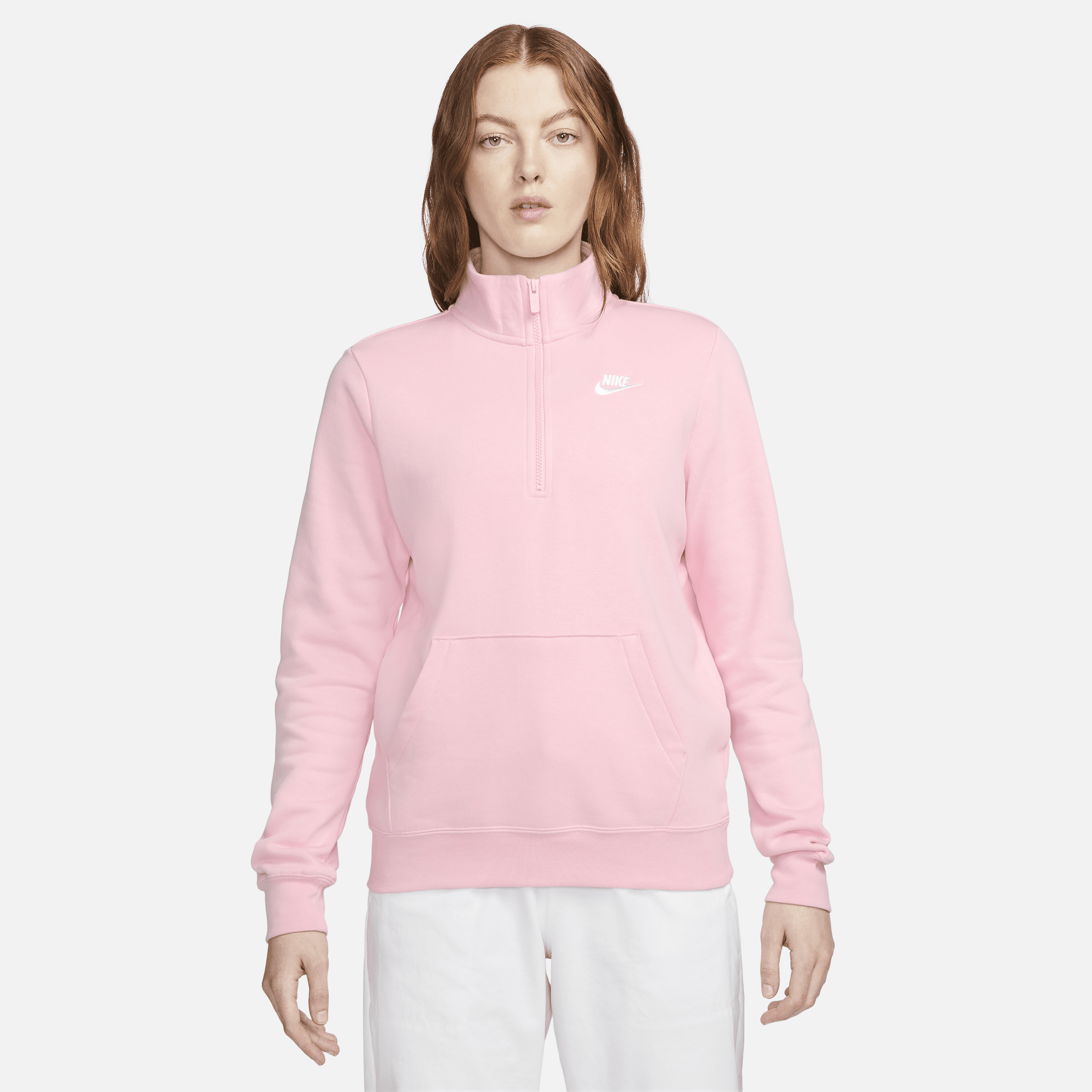 Nike Women's Sportswear Club Fleece 1/2-zip Sweatshirt In Pink