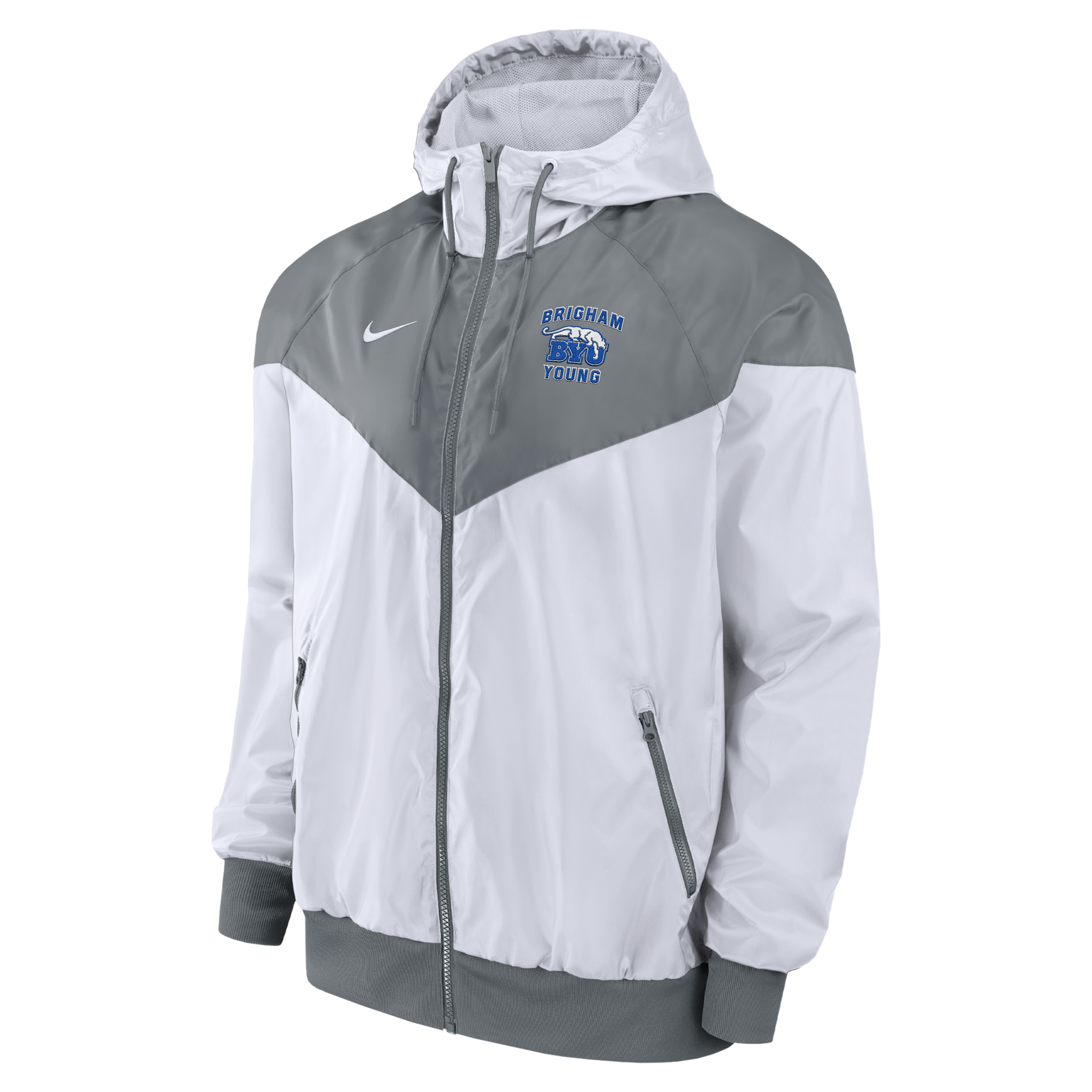BYU Cougars Nike Men's Windrunner Jacket in White | M62068E168BGYU-WHT