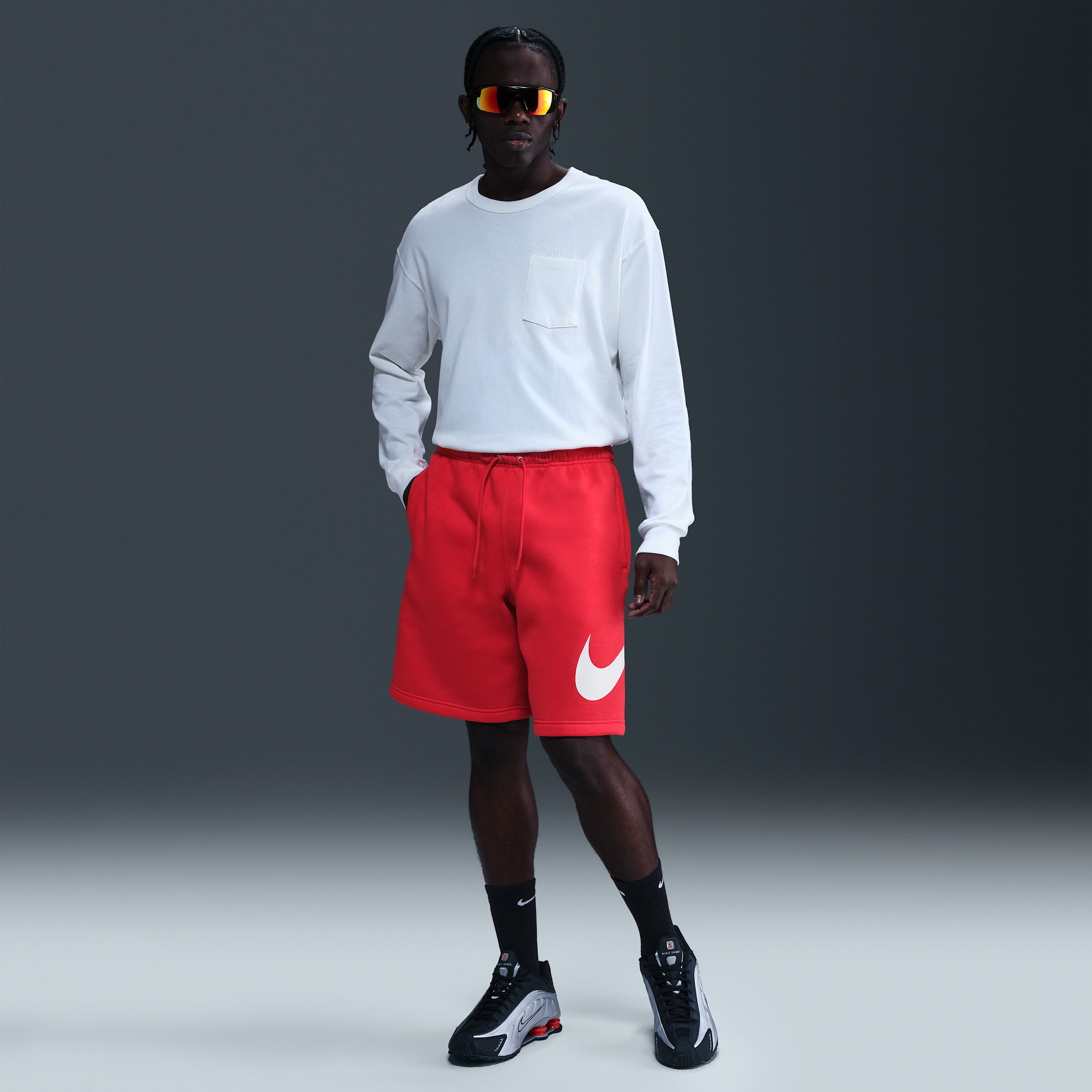 Nike Men's Club Fleece Swoosh Graphic Shorts In White