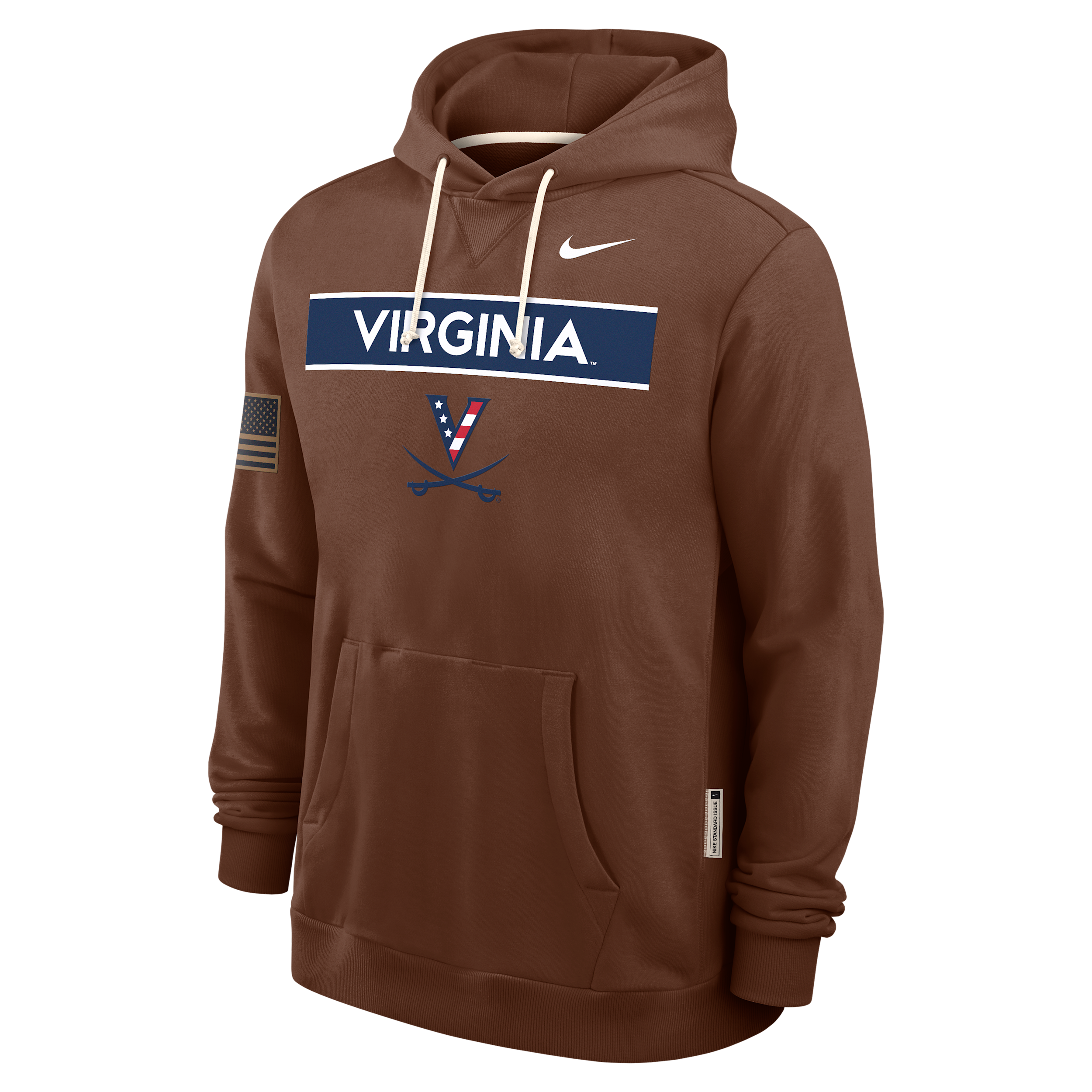 Virginia 2026 Military Appreciation Nike Men's Dri-FIT College Long-Sleeve Hooded Top in Brown | IV9956-255
