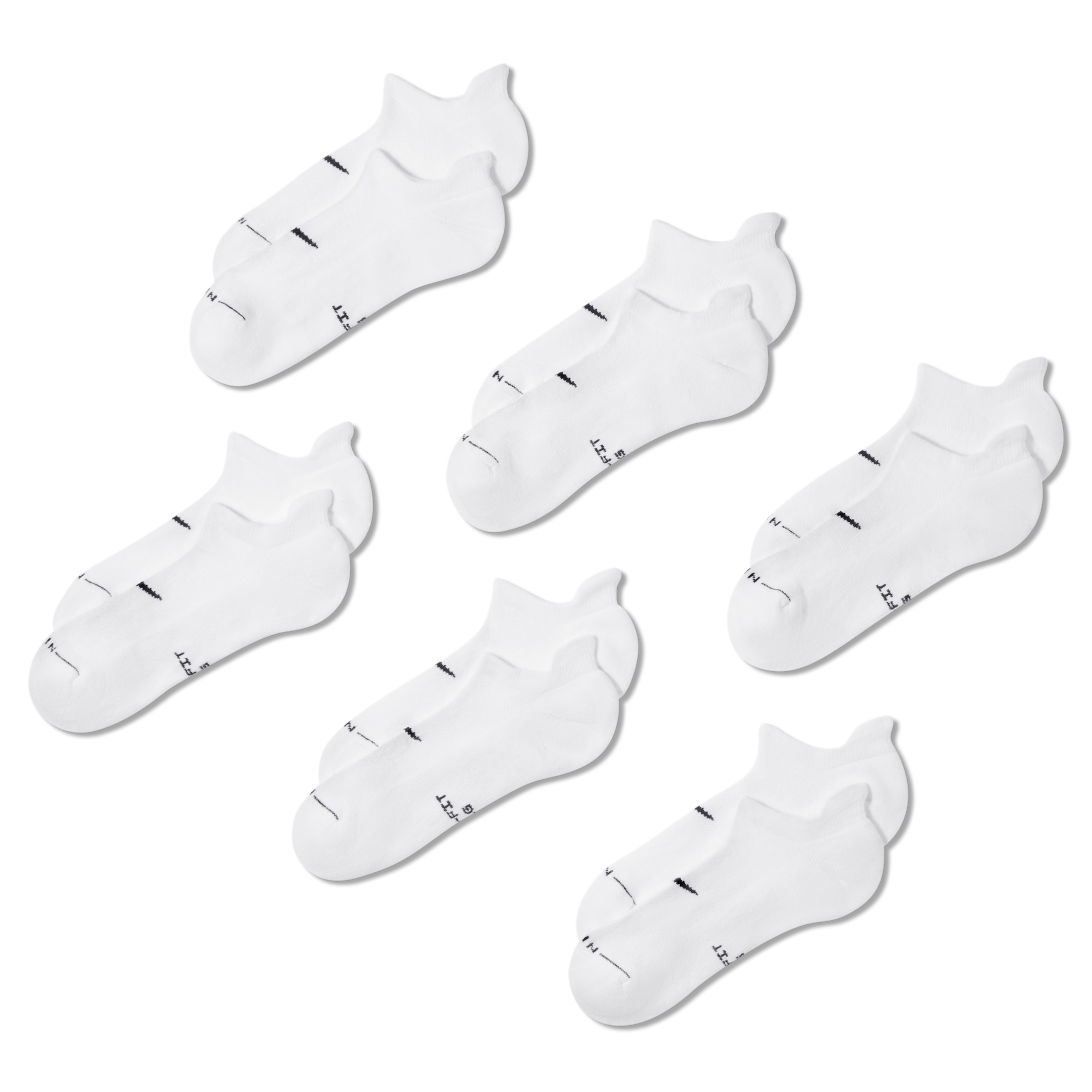 Nike Unisex Everyday Elevated No-Show Socks (6 Pairs) in White | HQ8029-901