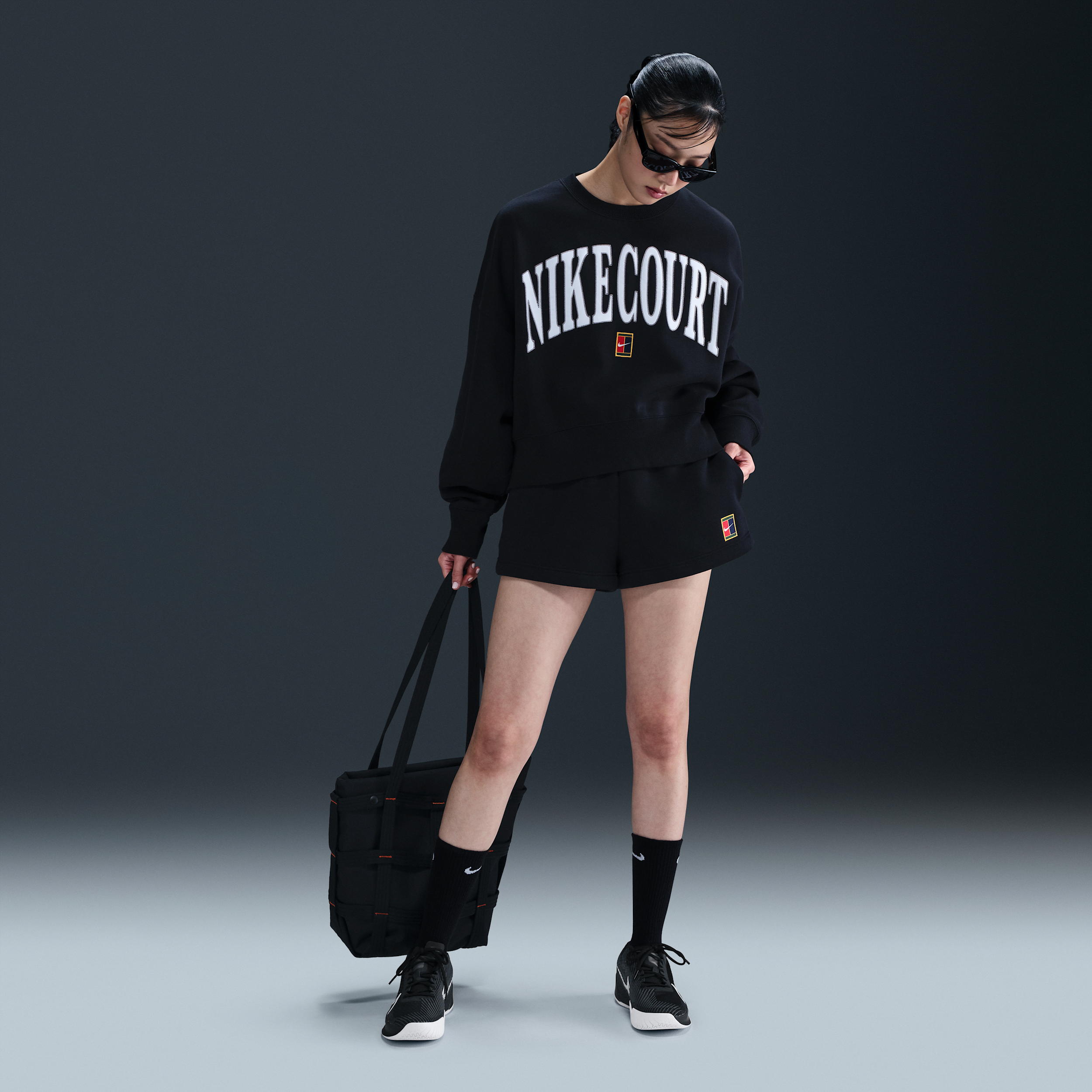 Nike Court Phoenix Fleece Shorts In Black