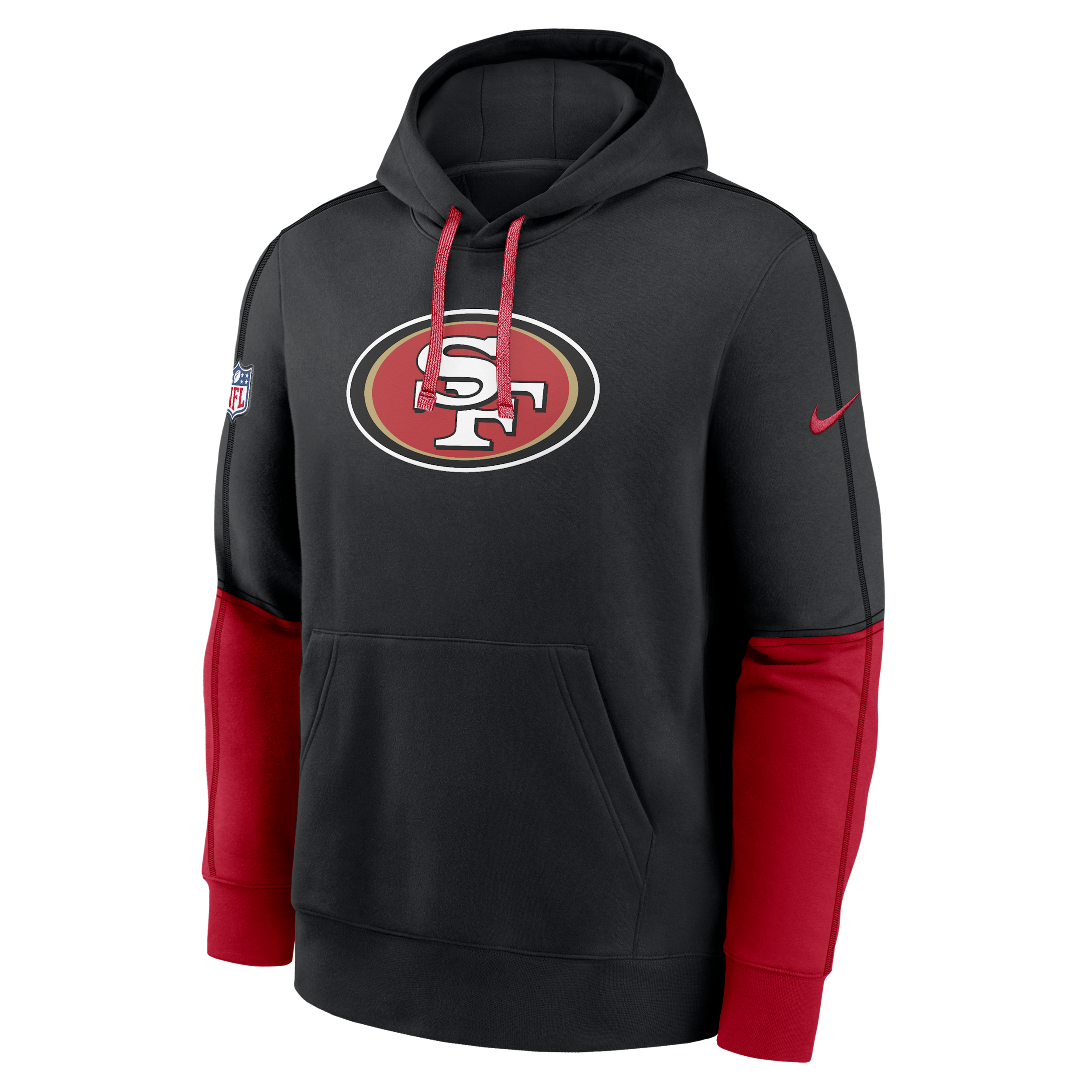 NIKE SAN FRANCISCO 49ERS SIDELINE TEAM ISSUE CLUB  MEN'S NFL PULLOVER HOODIE