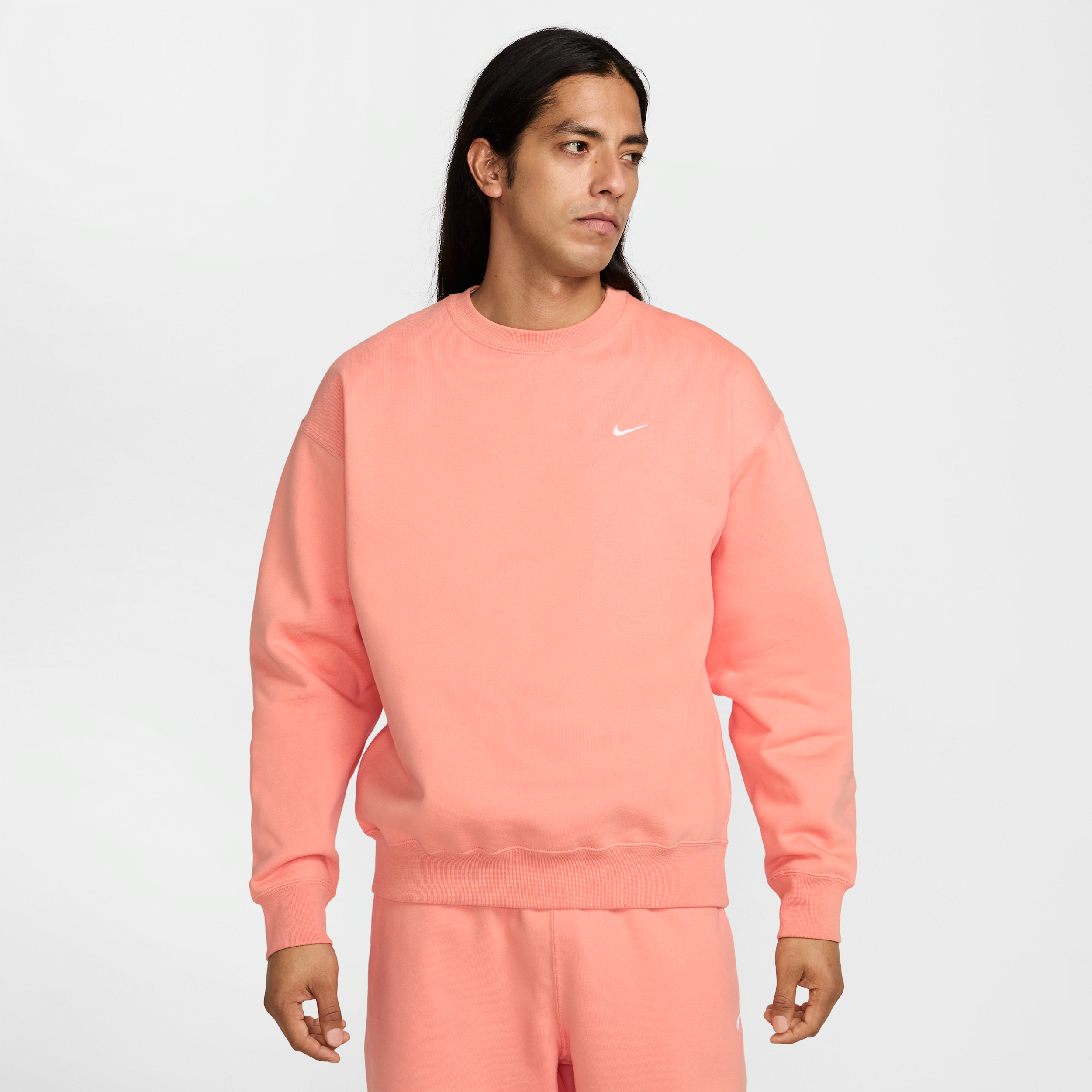 Nike Men's Solo Swoosh Fleece Crew In Orange