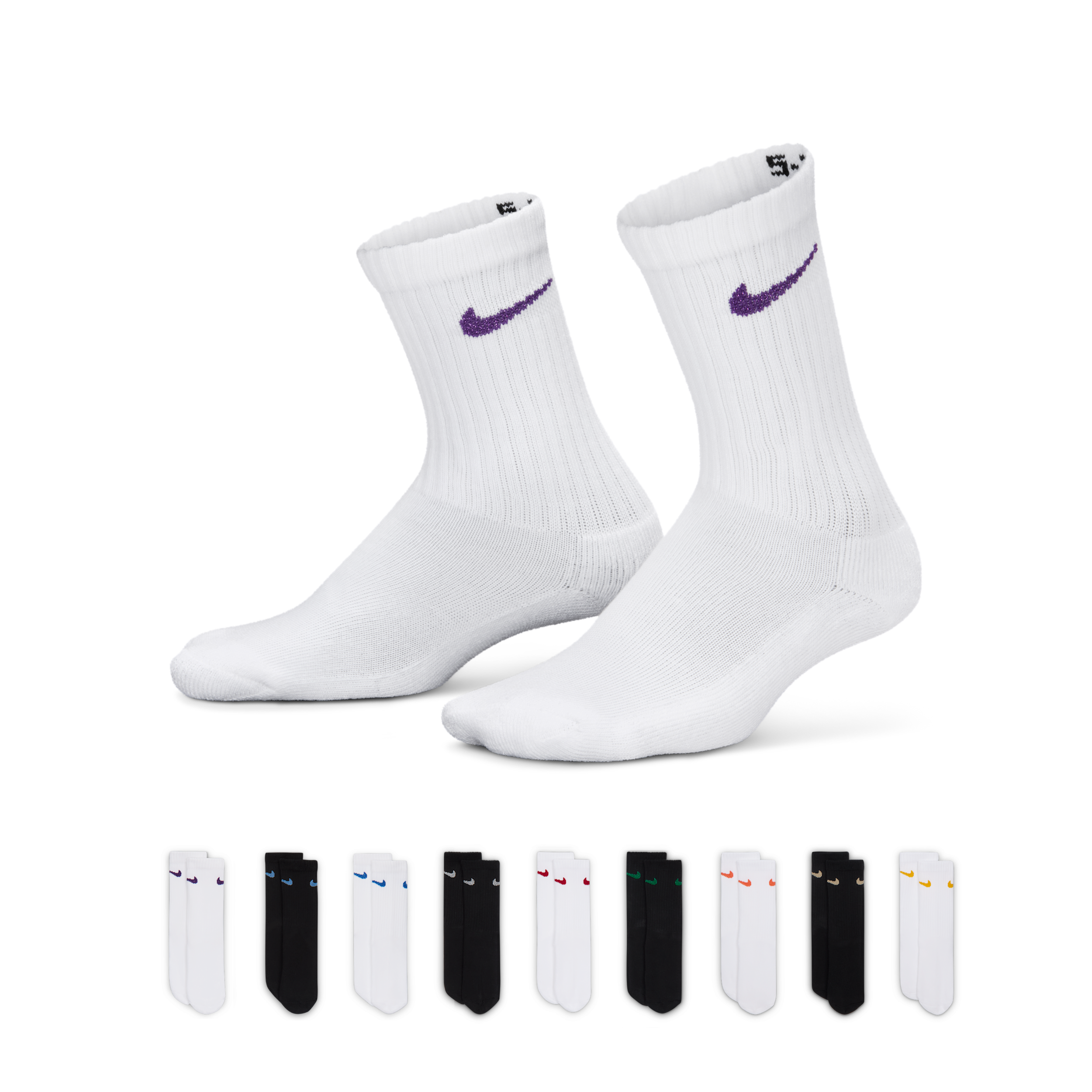 Nike Little Kids' Holiday Crew Boxed Set (9 Pairs) In White