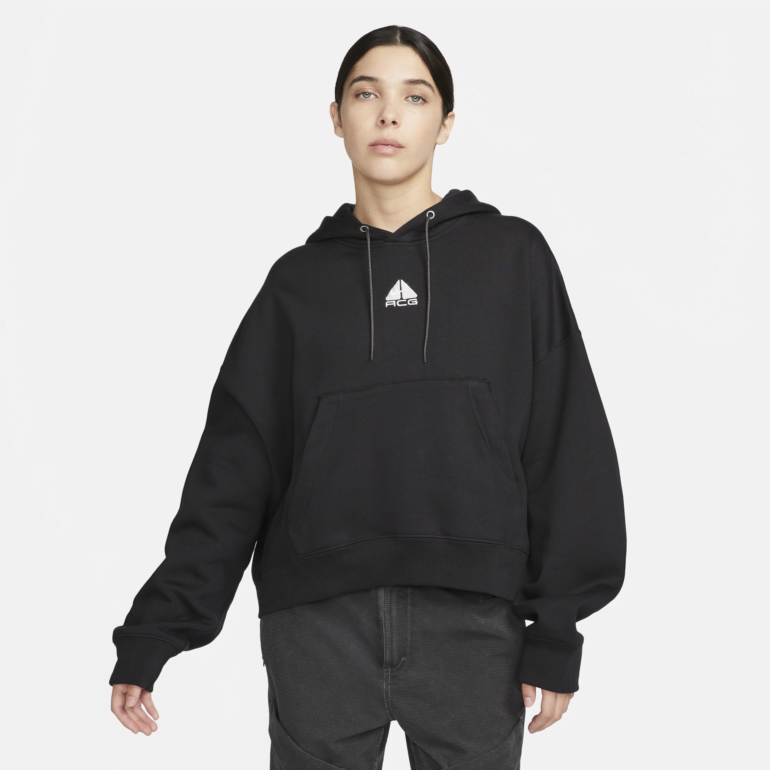 Shop Nike Women's  Acg Therma-fit "tuff Knit" Fleece Hoodie In Black