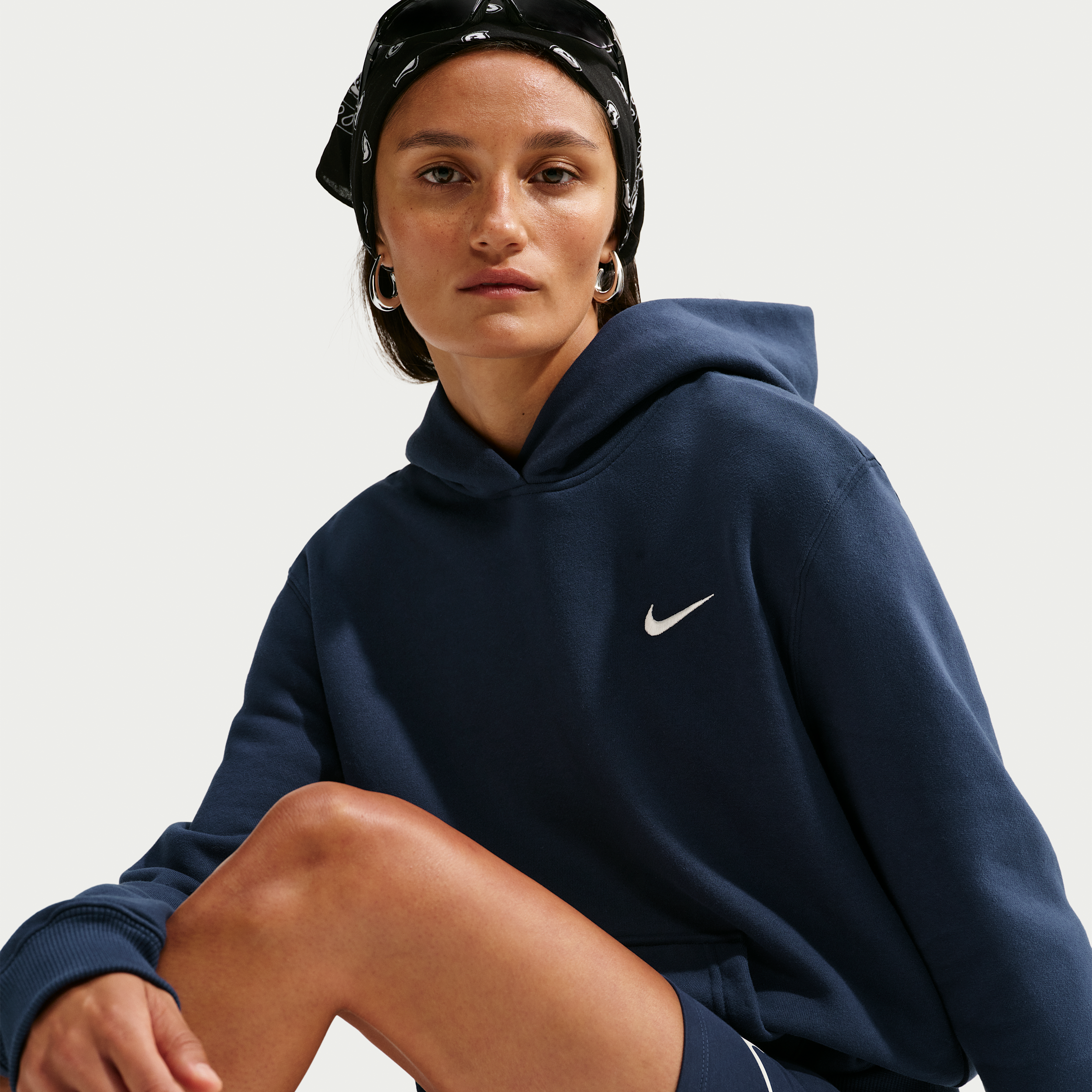 Nike Women's Studio Fleece Medium Weight Pullover Hoodie in Blue | IR8301-410