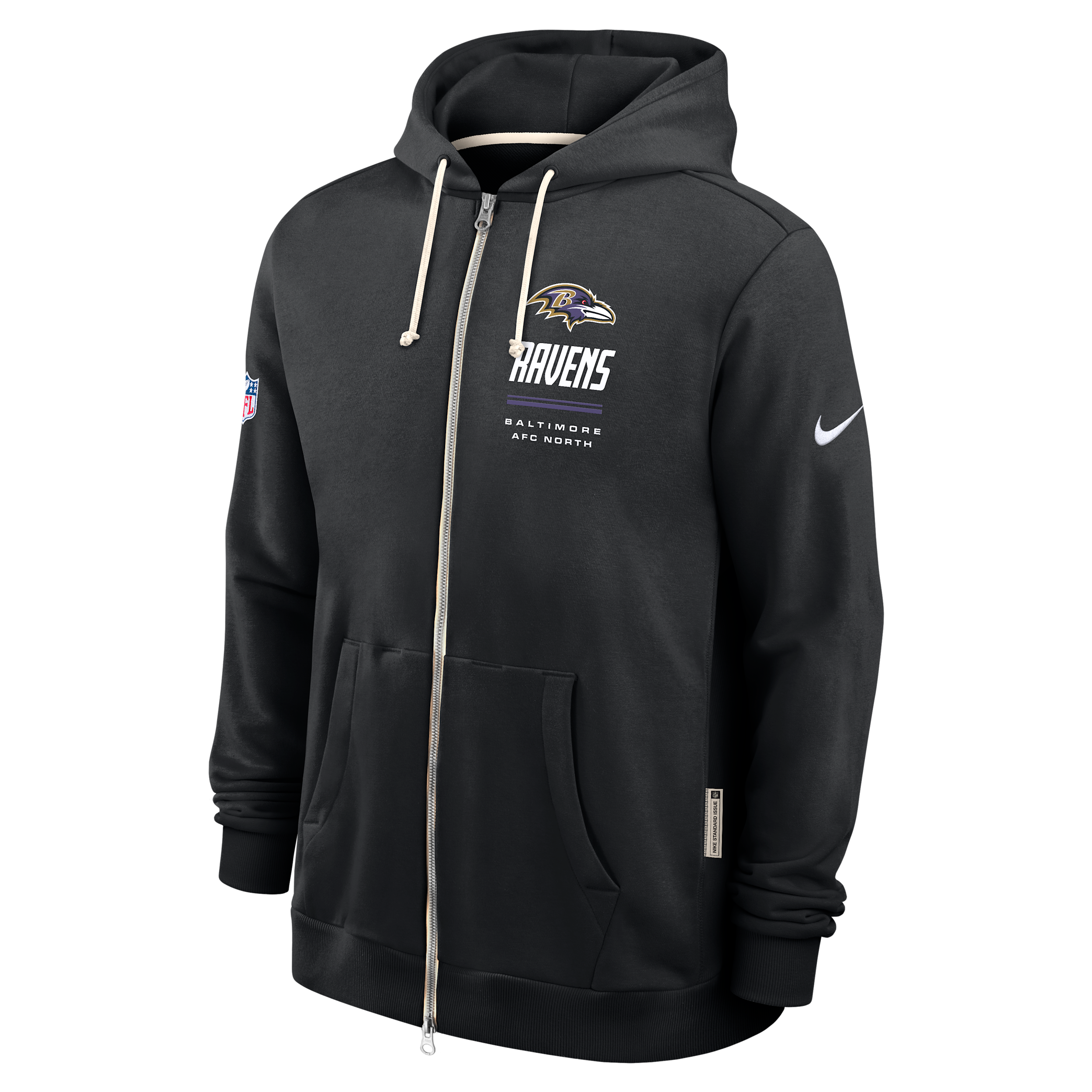 Baltimore Ravens Sideline Standard Issue Nike Men's Dri-FIT NFL Full-Zip Hoodie in Black | 03AV00A8G-JK9