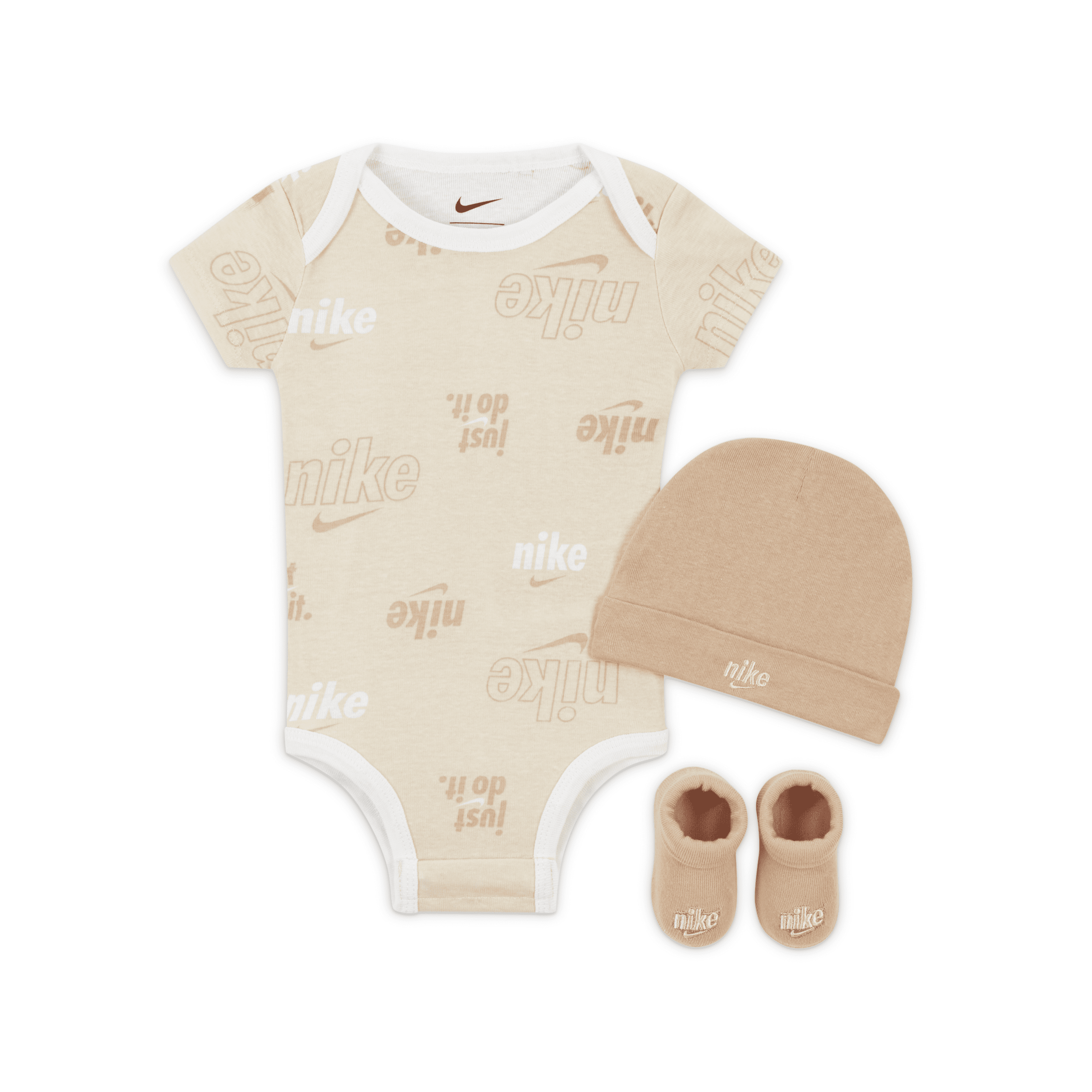 Nike E1d1 Neutral 3-piece Gift Set Baby 3-piece Box Set In Brown