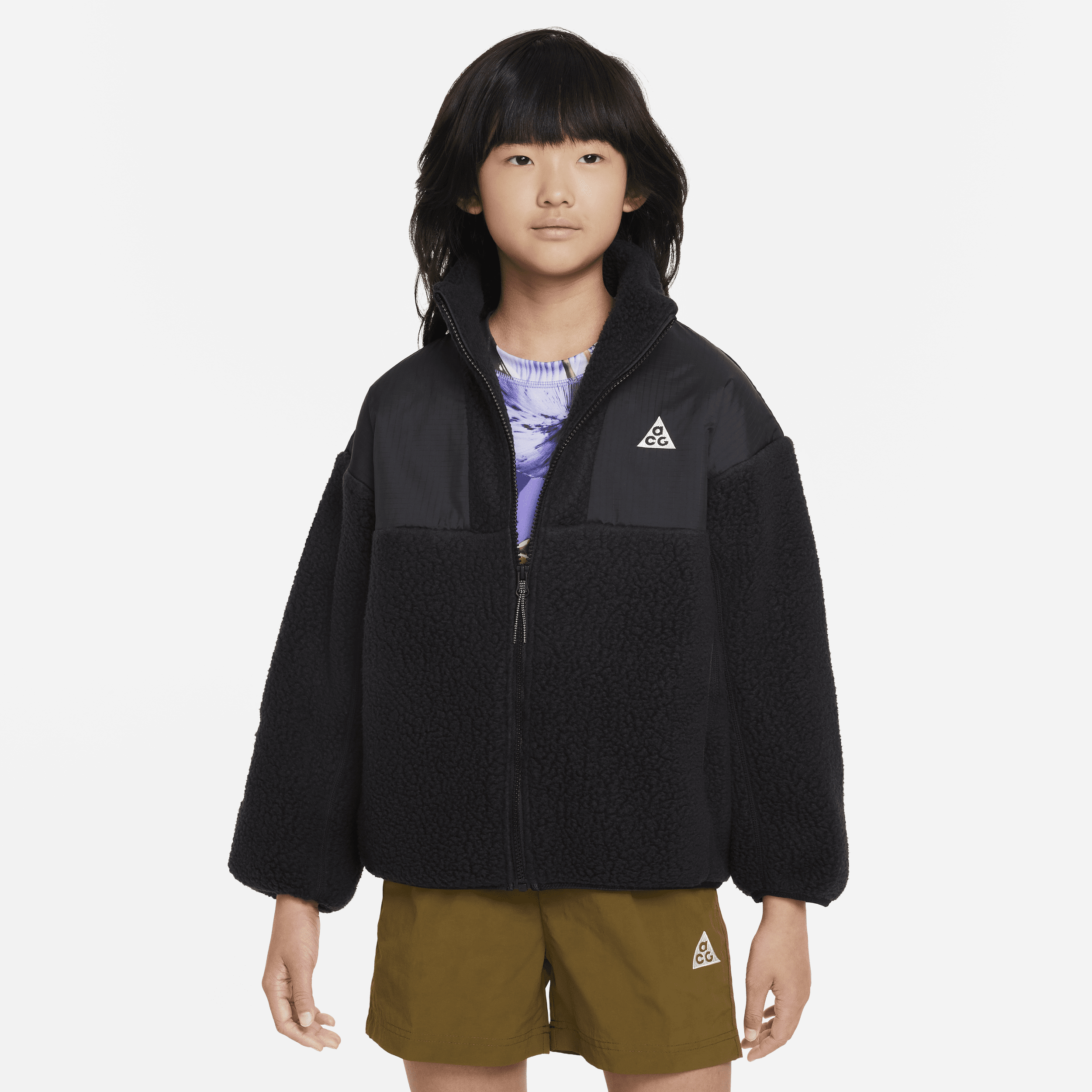 Nike Sportswear Acg Big Kids' Loose Full-zip Jacket In Black