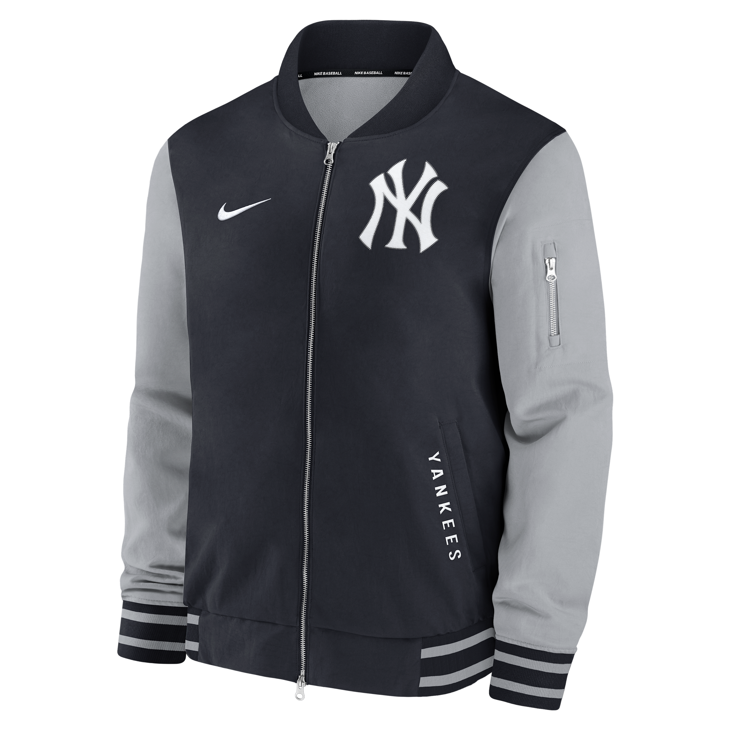 Nike Men's Navy/Gray New York Yankees Authentic Collection Dugout Relaxed Full-Zip Bomber Jacket - Navy, Gray