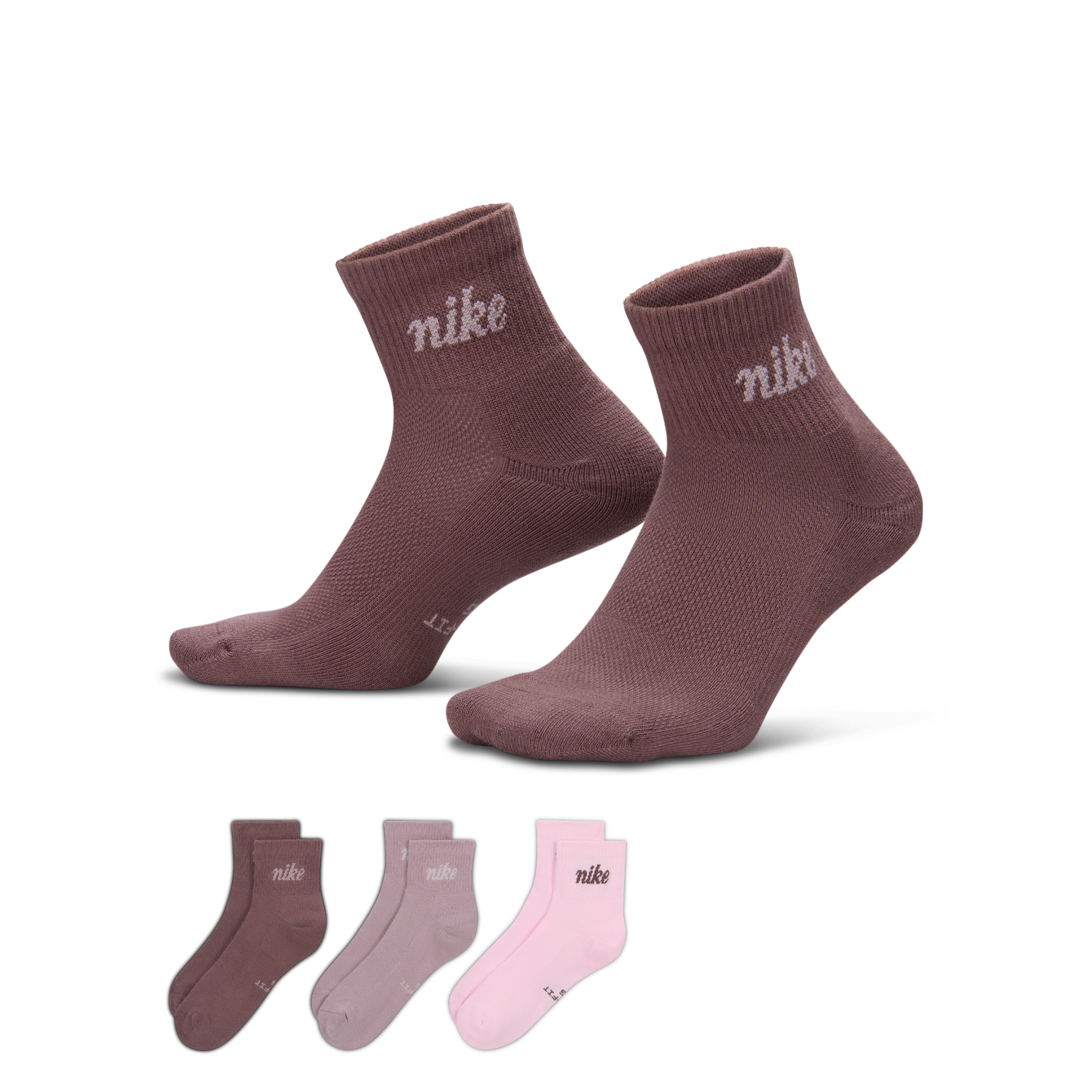 Nike Everyday Elevated Ankle Socks - 3 Pack, Men's, Medium, Tattoo/Lt Violet Ore
