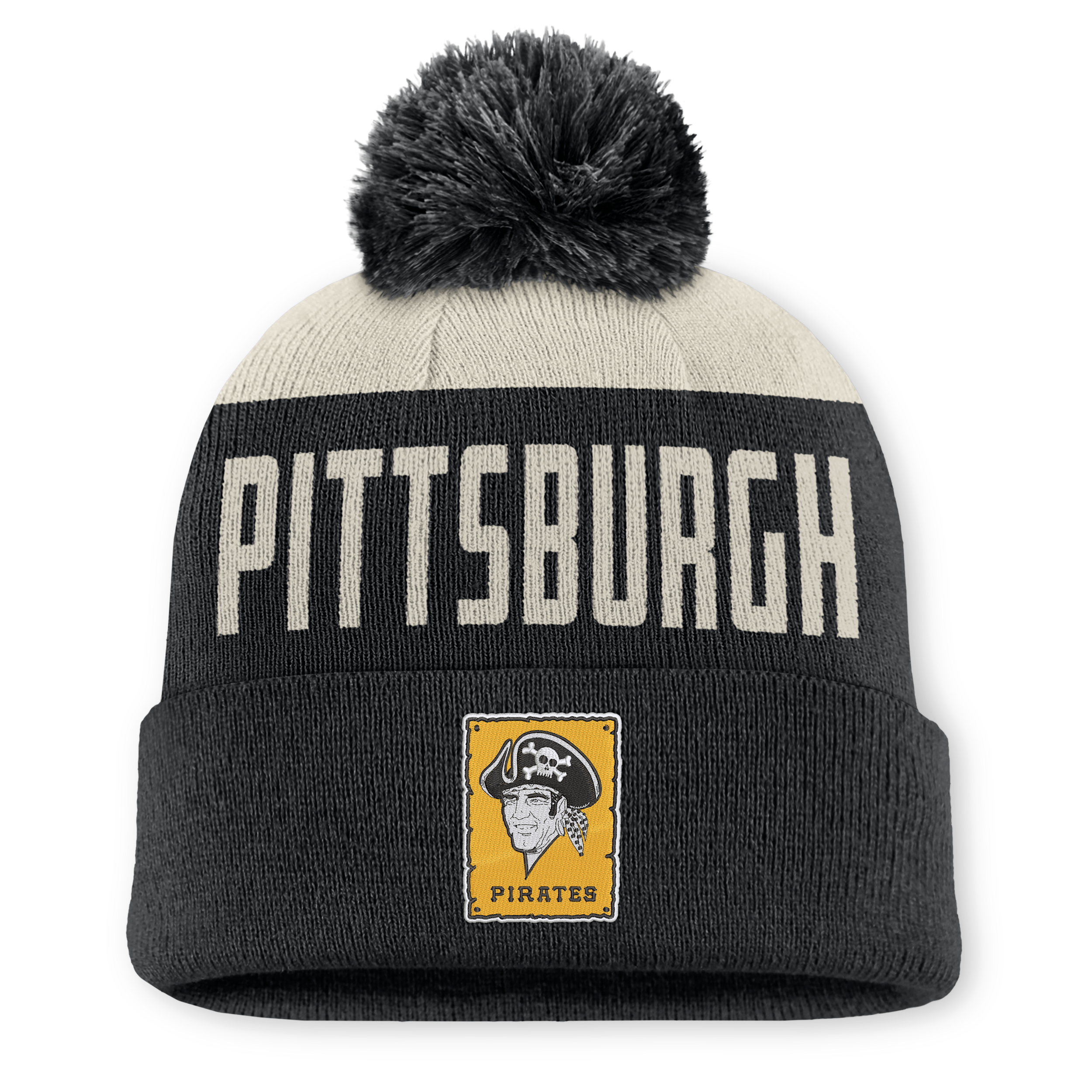 Pittsburgh Pirates Cooperstown Peak Nike Men's MLB Cuffed Pom Beanie in White | NB1608COPBB-5JZ