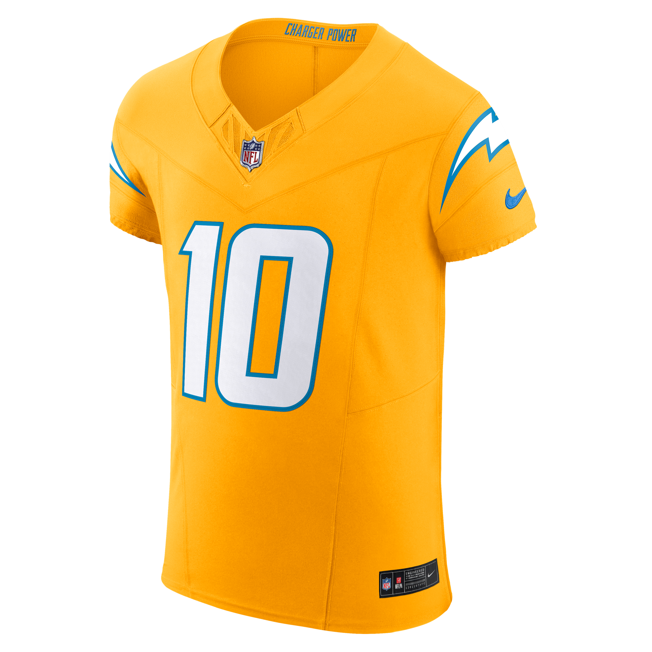 Nike Men's Justin Herbert Gold Los Angeles Chargers Alternate Charger Power Vapor F.u.s.e. Elite Jersey - Gold