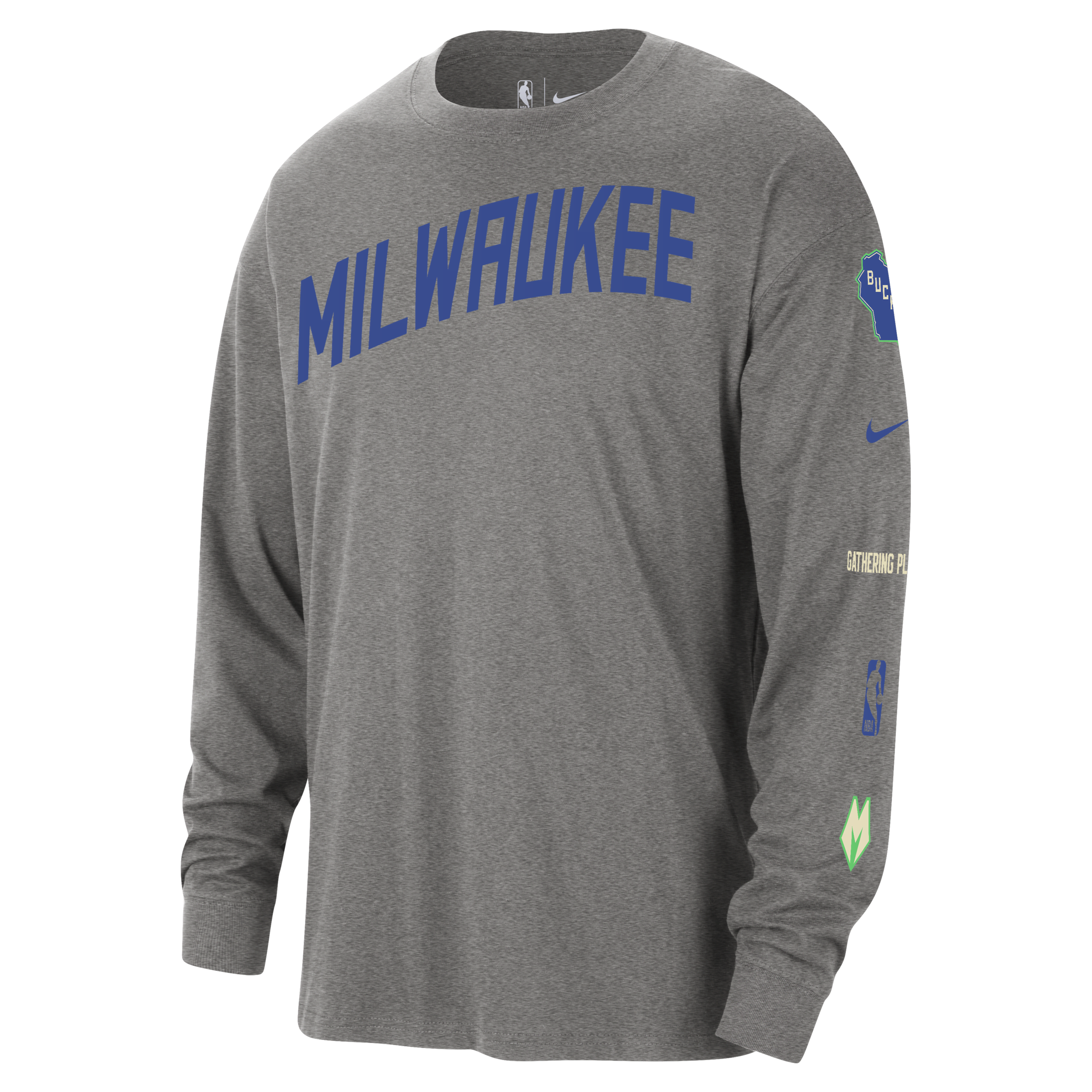 Shop Nike Milwaukee Bucks 2023/24 City Edition  Men's Nba Max90 Long-sleeve T-shirt In Grey