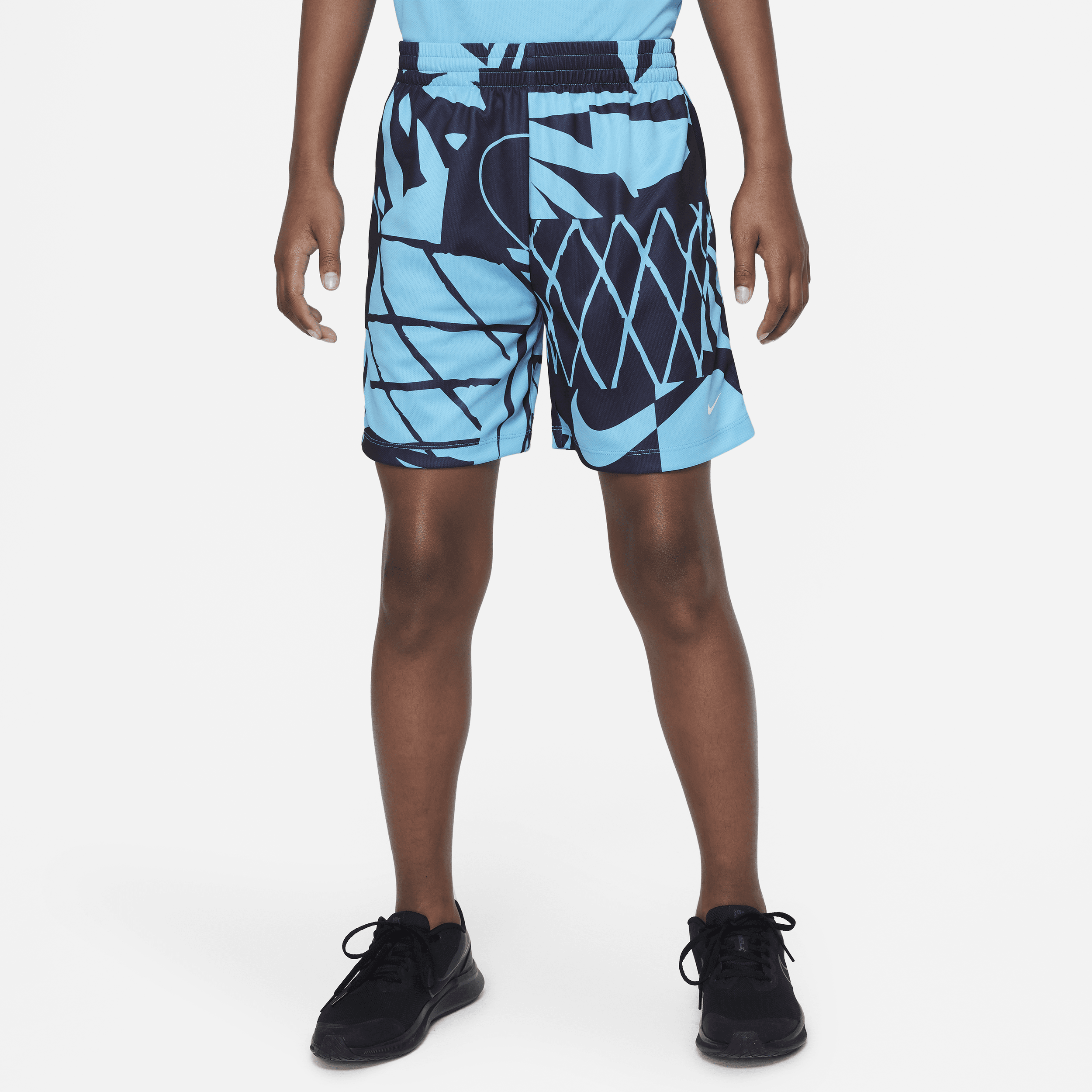 Nike Dri-fit Multi+ Big Kids' (boys') Printed Training Shorts In Blue