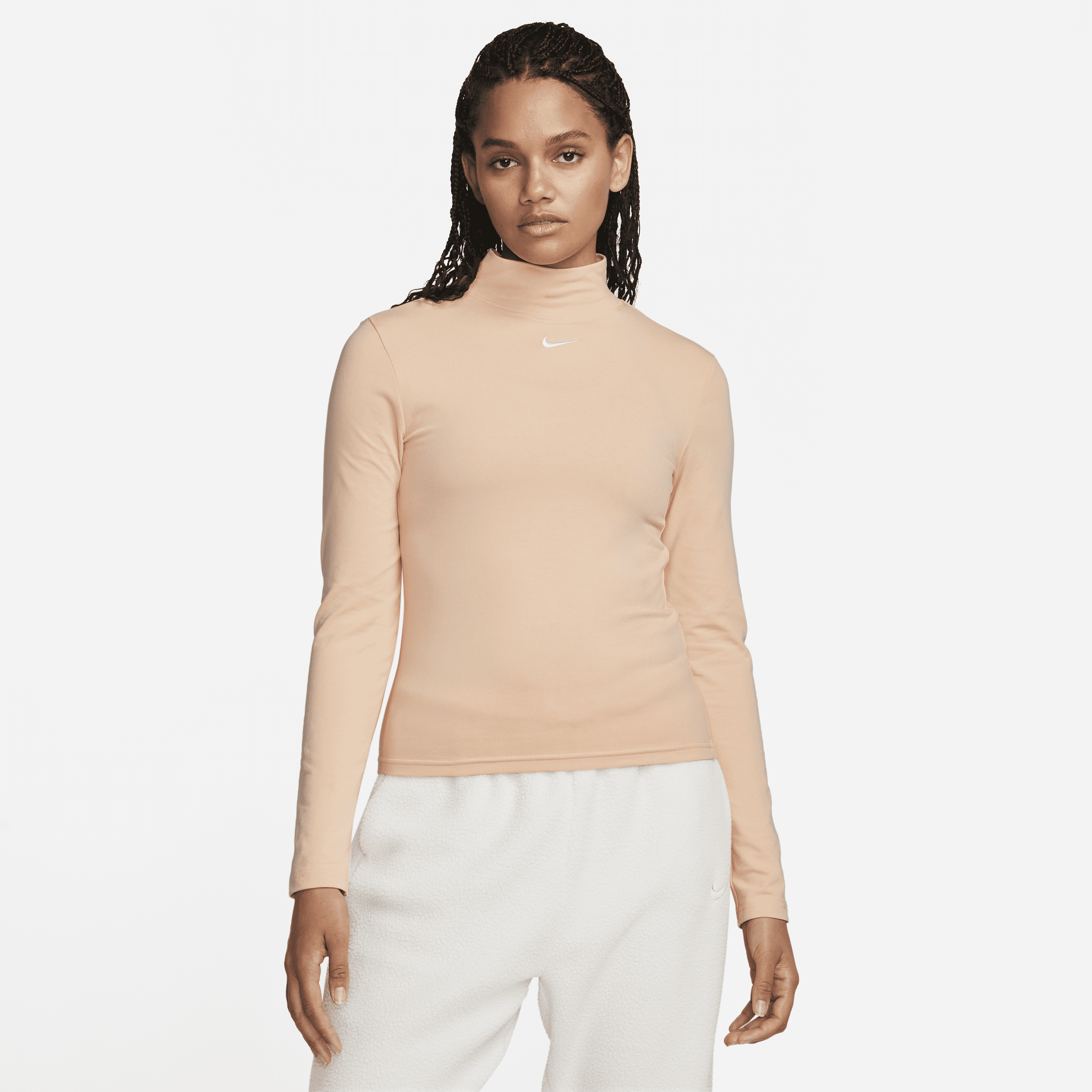 Nike Women's  Sportswear Collection Essentials Long-sleeve Mock Top In Pink