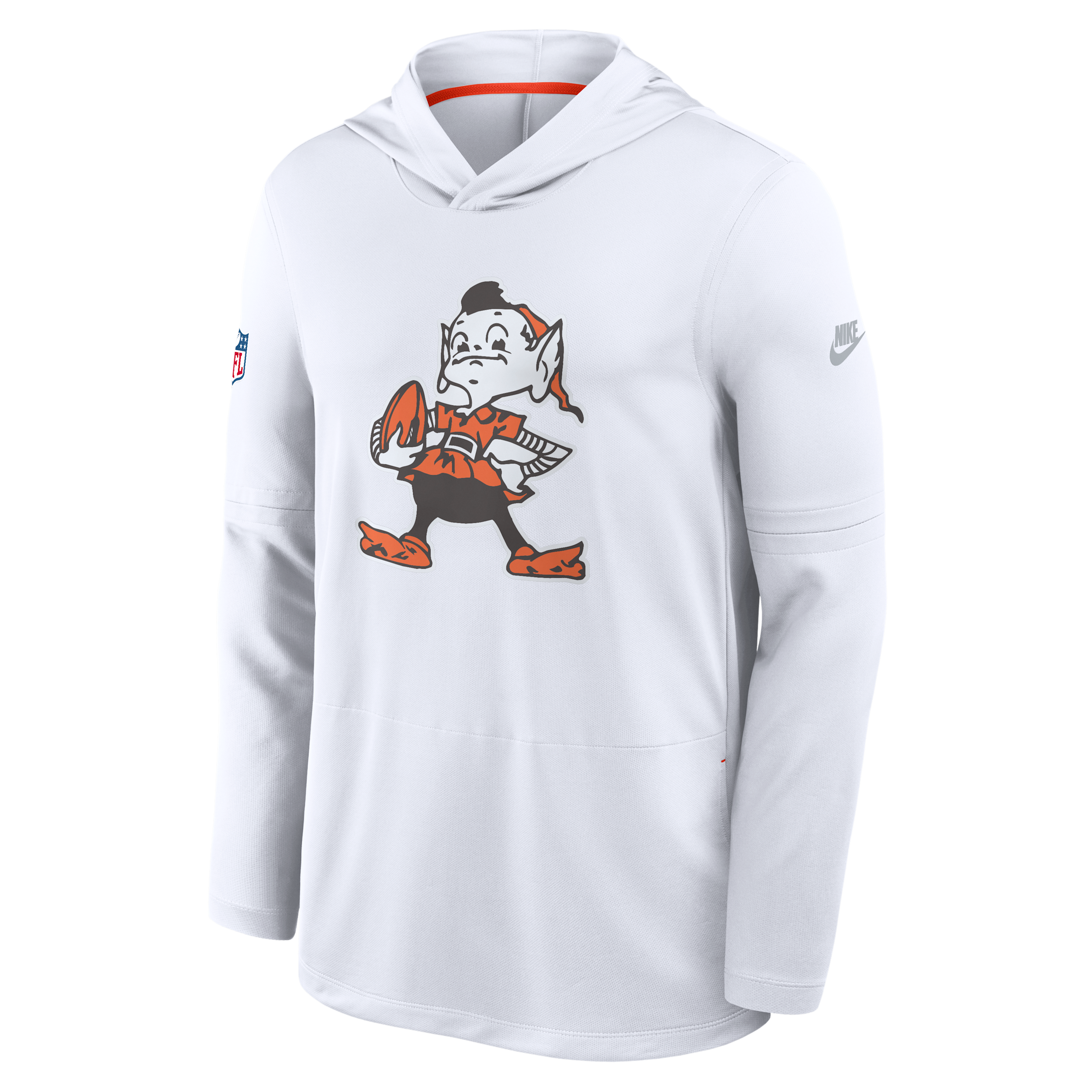 Men's Nike White Cleveland Browns Sideline Alternate Lightweight Long Sleeve Hooded Dri-FIT T-Shirt