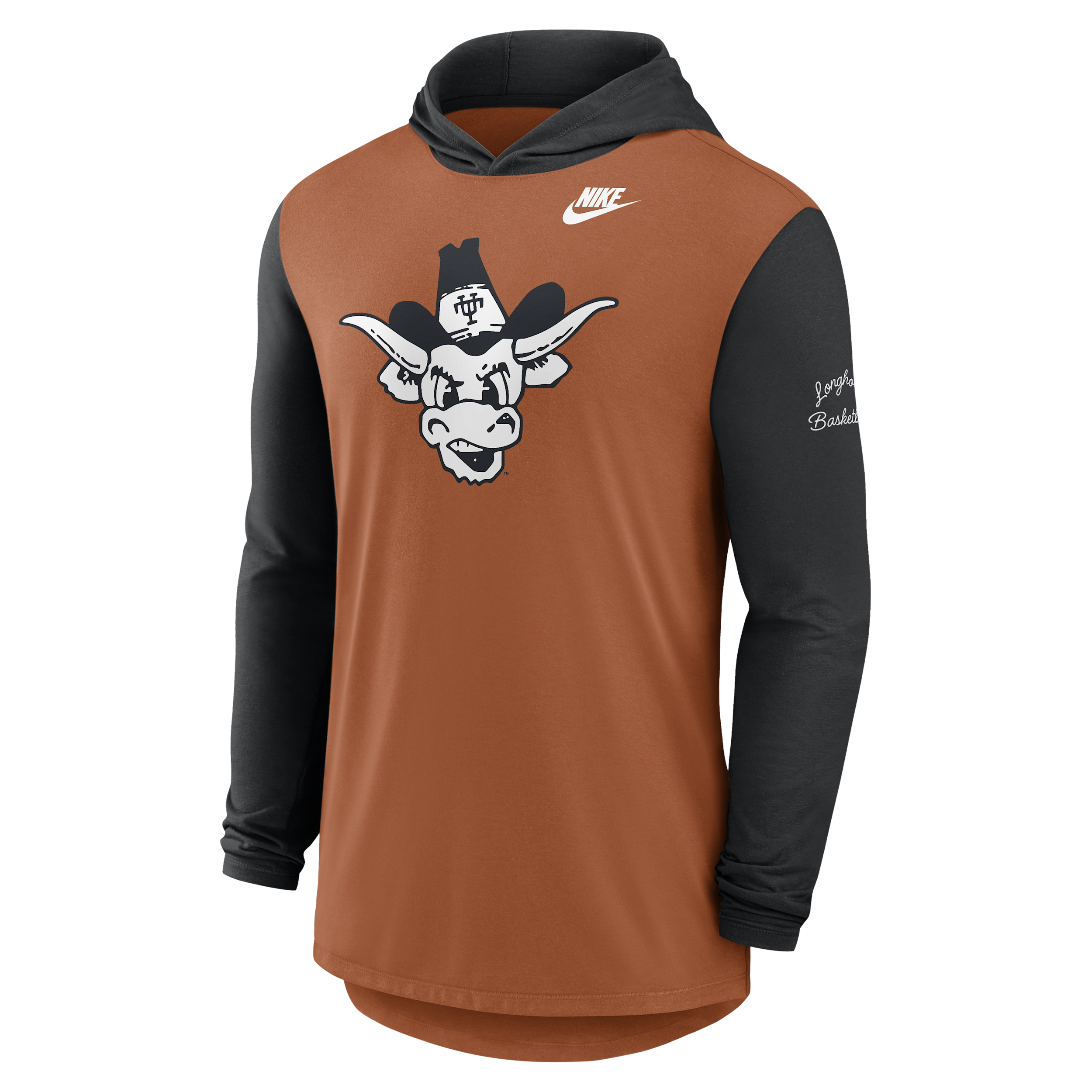 Texas Campus Legacy Nike Men's Dri-FIT College Long-Sleeve Hooded T-Shirt in Orange | 01NB0B28TXV-CNJ
