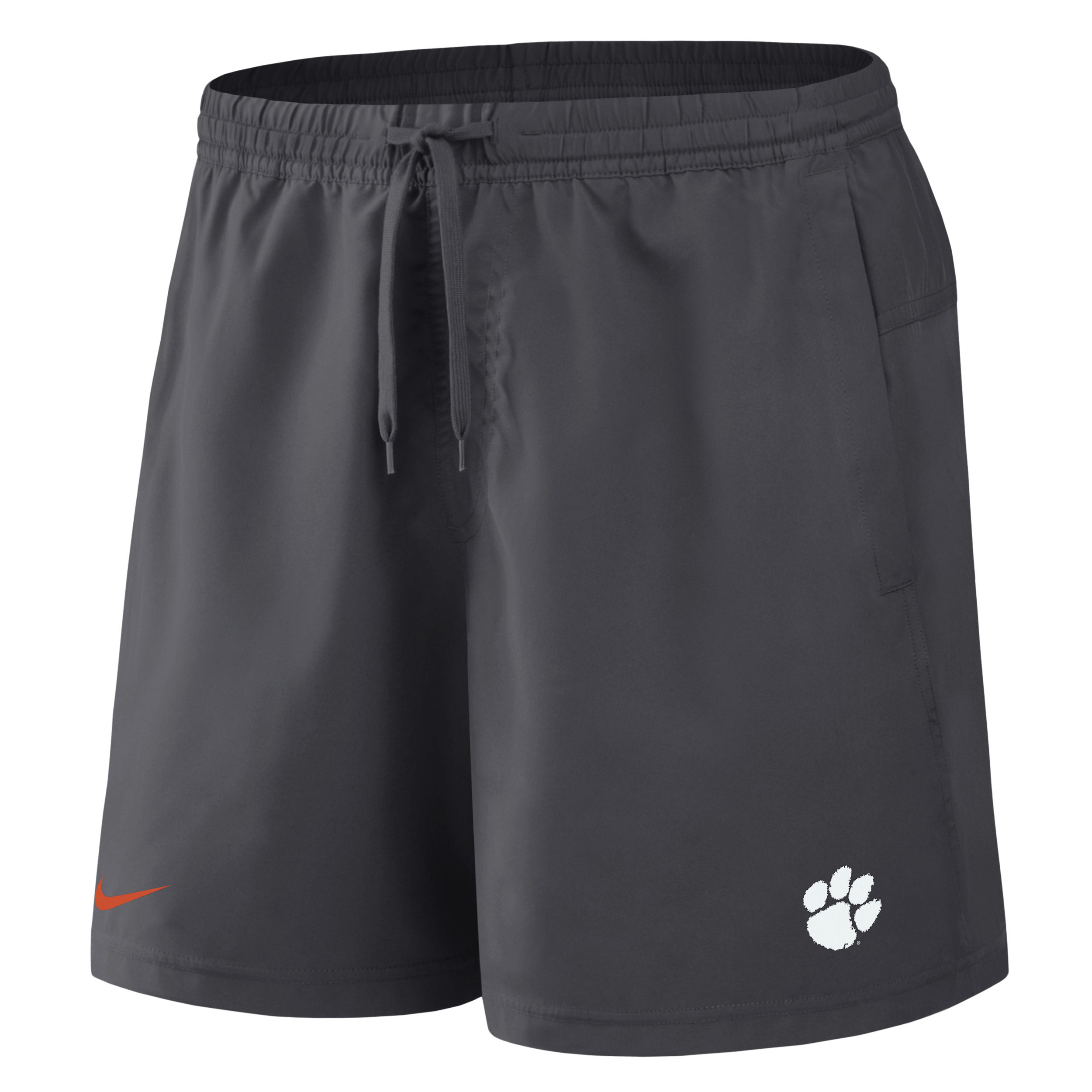 Clemson Primetime Primary Logo Nike Men's Dri-FIT College Form Shorts in Grey | 045T06FCLN-8DV