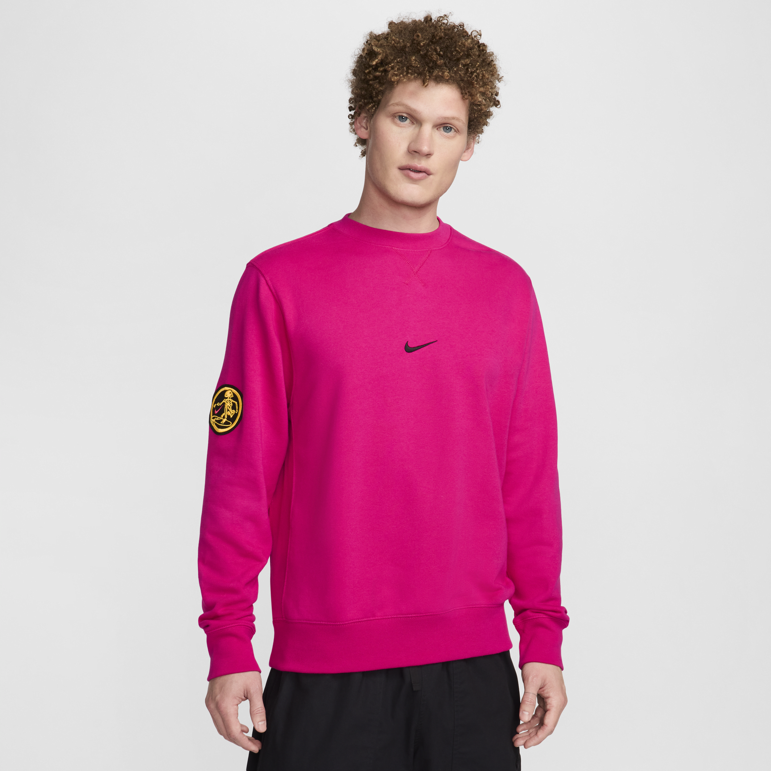 Shop Nike Men's  Sportswear Club Fleece Crew-neck French Terry Sweatshirt In Pink