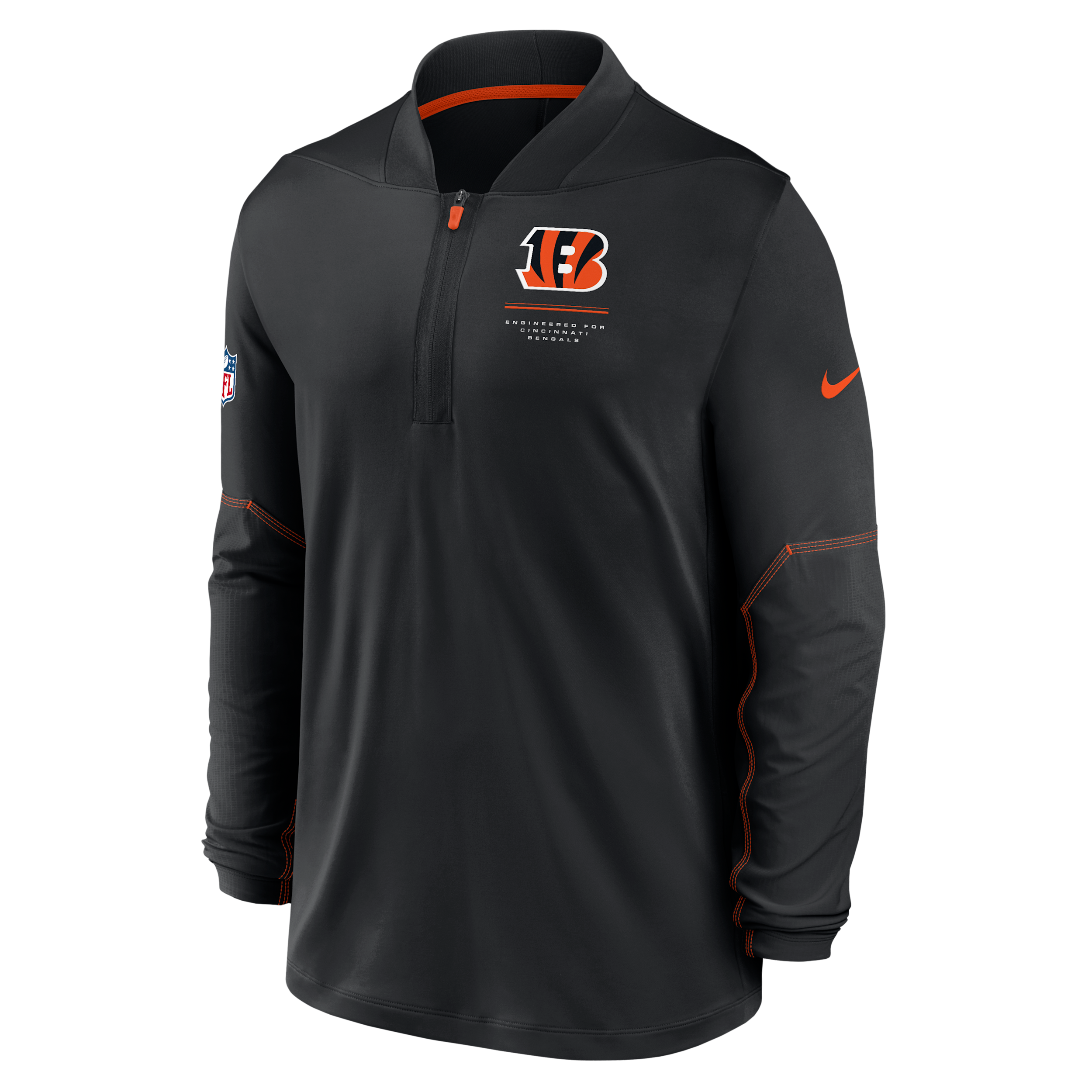 Nike Men's Black Cincinnati Bengals Sideline Logo Glory Midweight Dri-fit Half-Zip Pullover - Black
