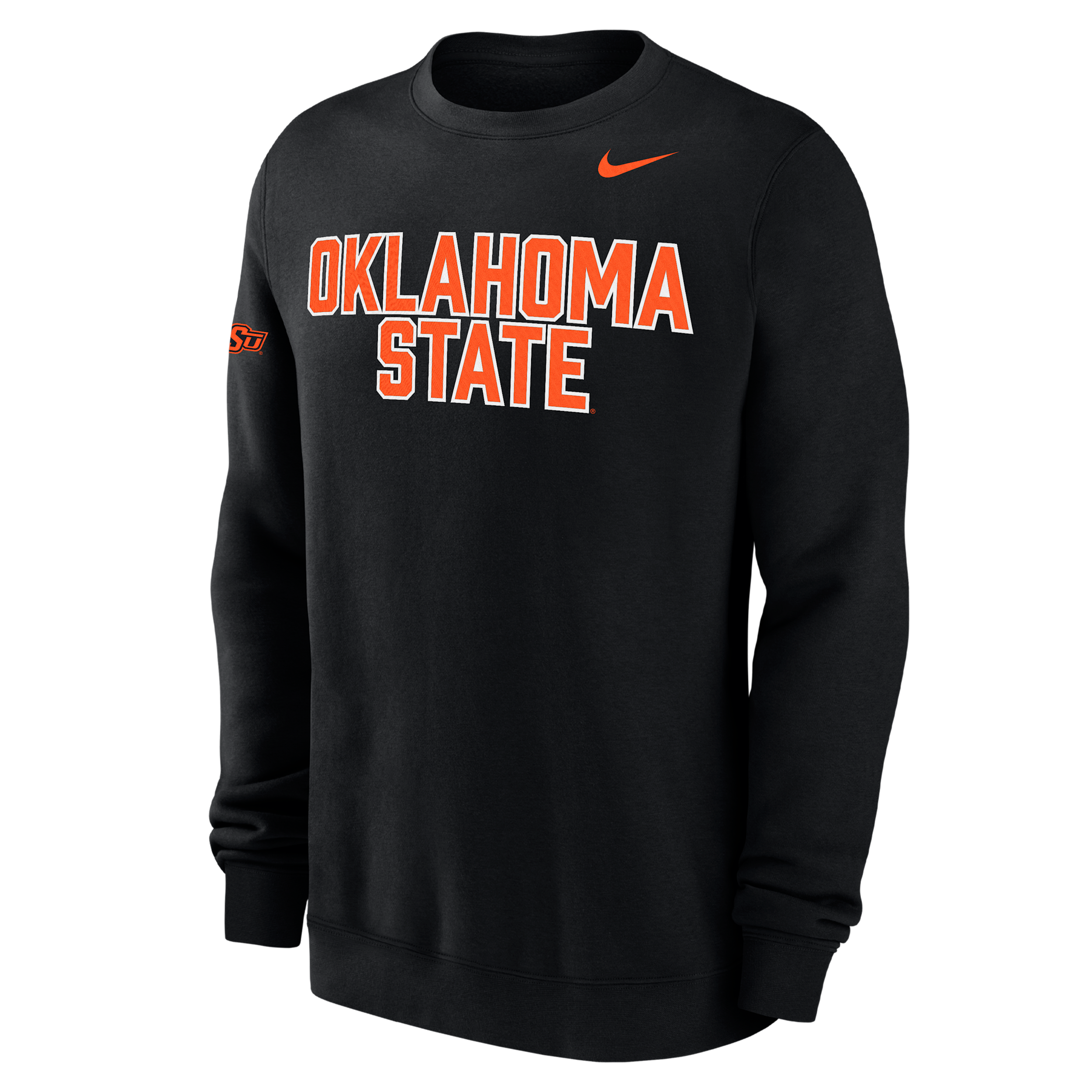 Nike Oklahoma State Club Fleece Men's College Crew-neck Sweatshirt In Black