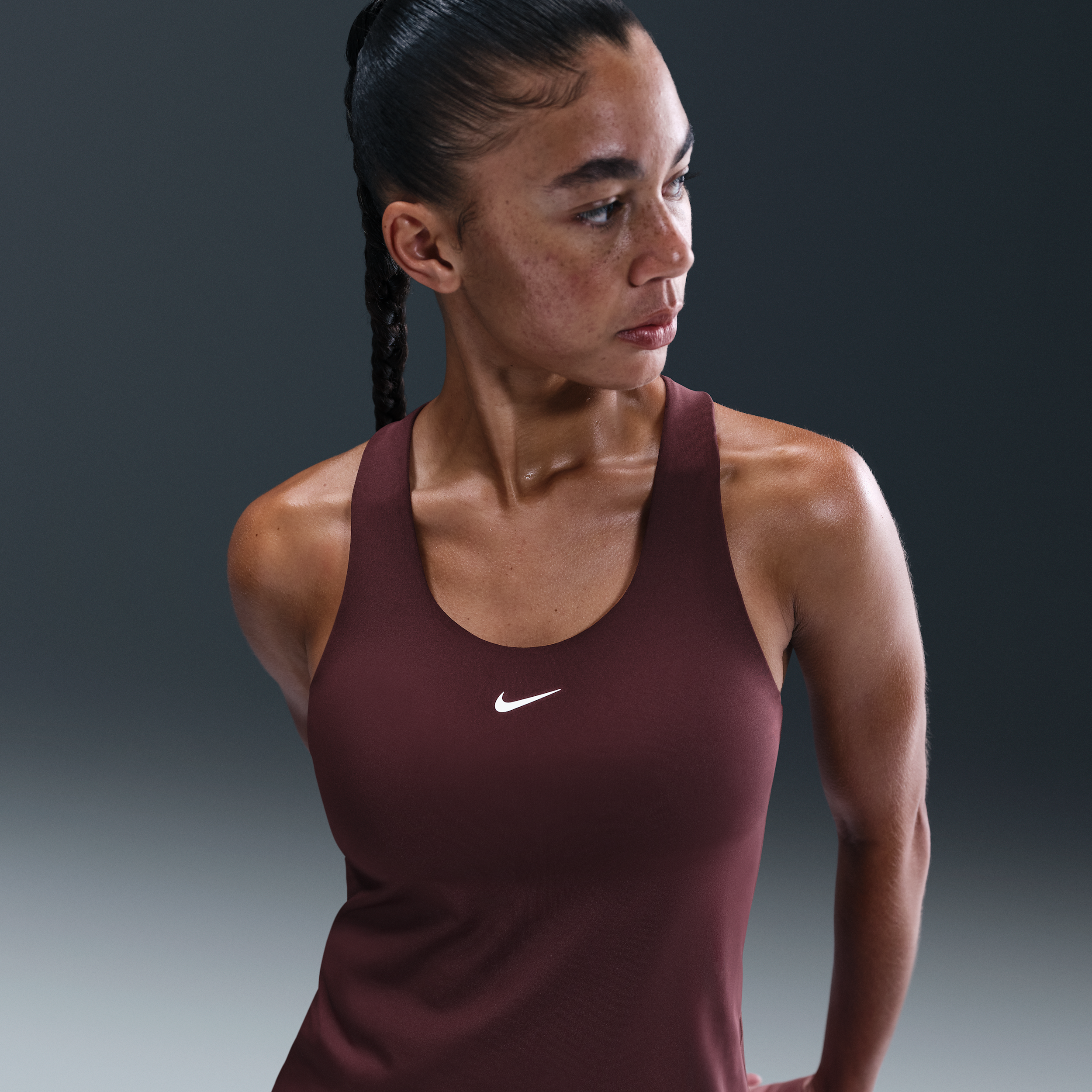 Nike Women's Swoosh Medium-support Padded Sports Bra Tank Top In Red