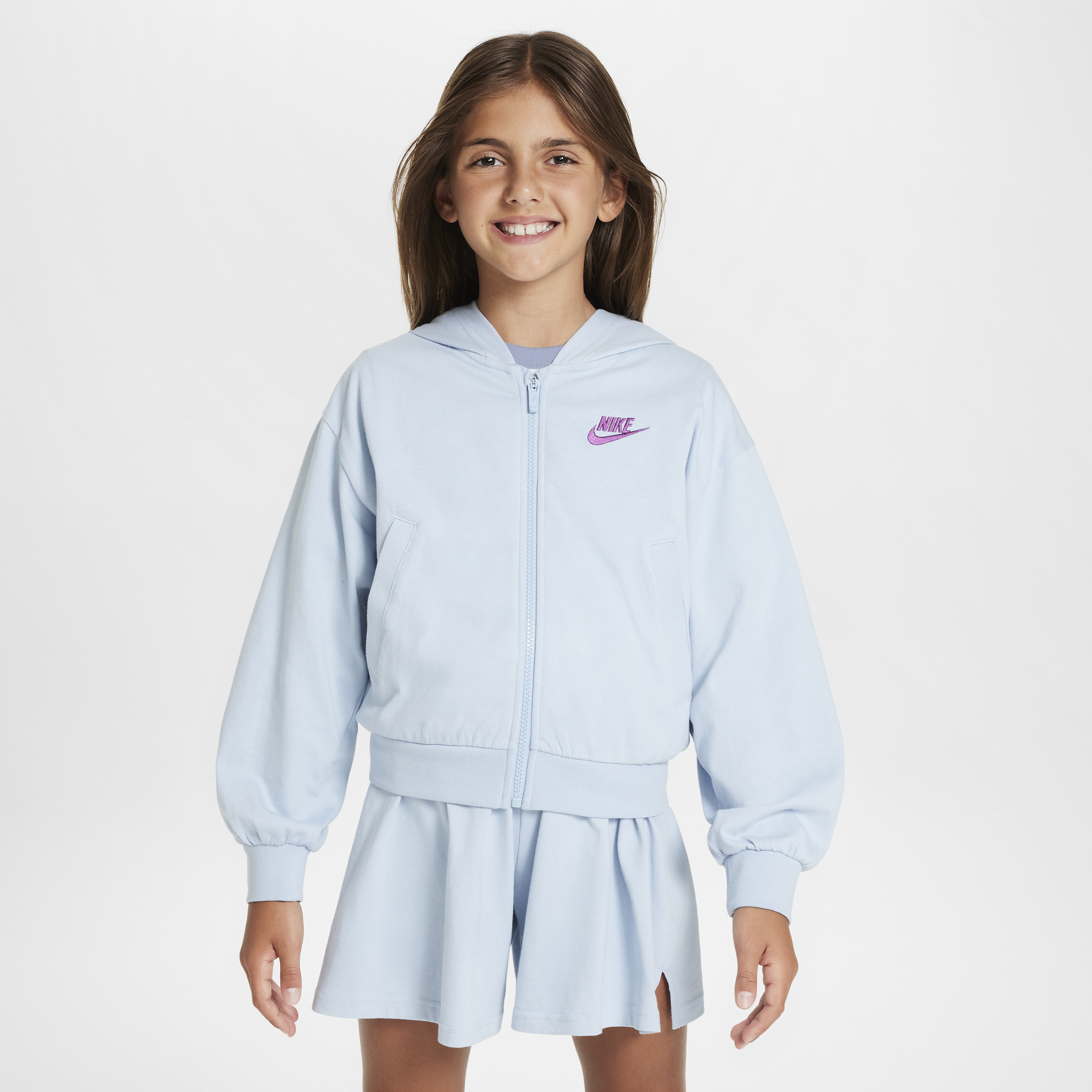 Shop Nike Sportswear Big Kids' (girls') Full-zip Hoodie In Blue