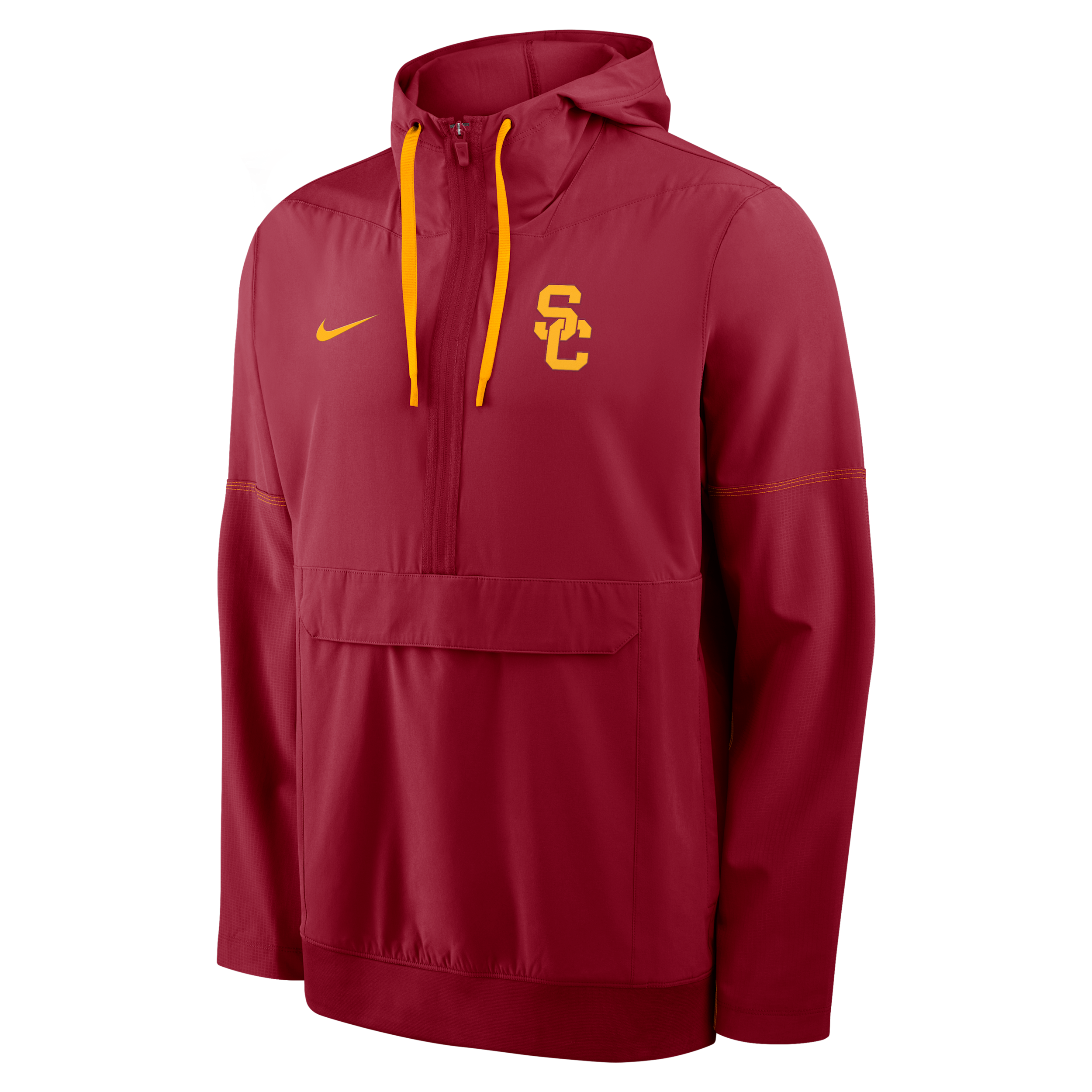 USC Sideline Anorak Nike Men's College 1/2-Zip Hooded Jacket in Red | 03AT08DBSCJ-PTU