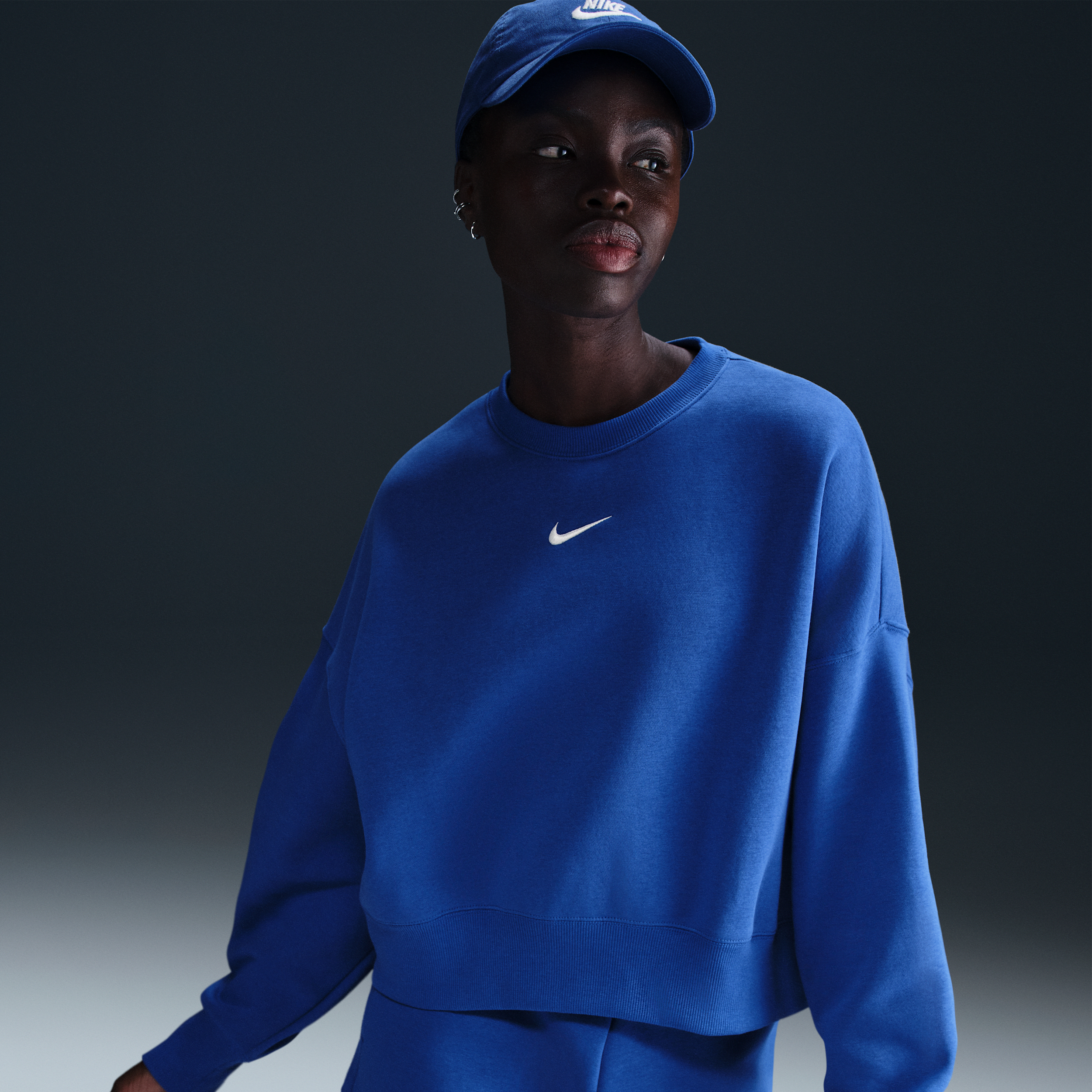 Nike Phoenix Fleece Crewneck Sweatshirt In Blue