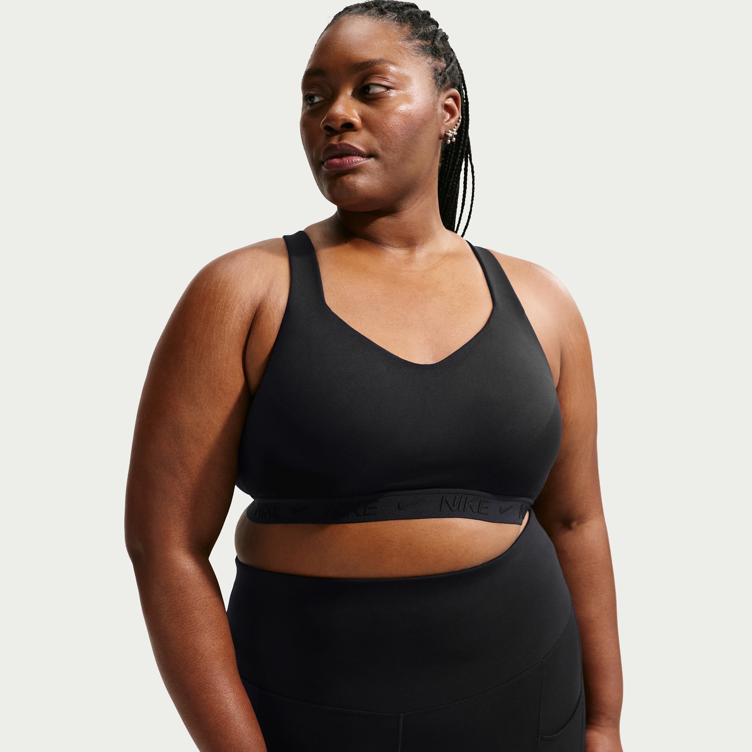 Nike Women's Indy High Support Padded Adjustable Sports Bra (Plus Size) in Black | FJ1971-010