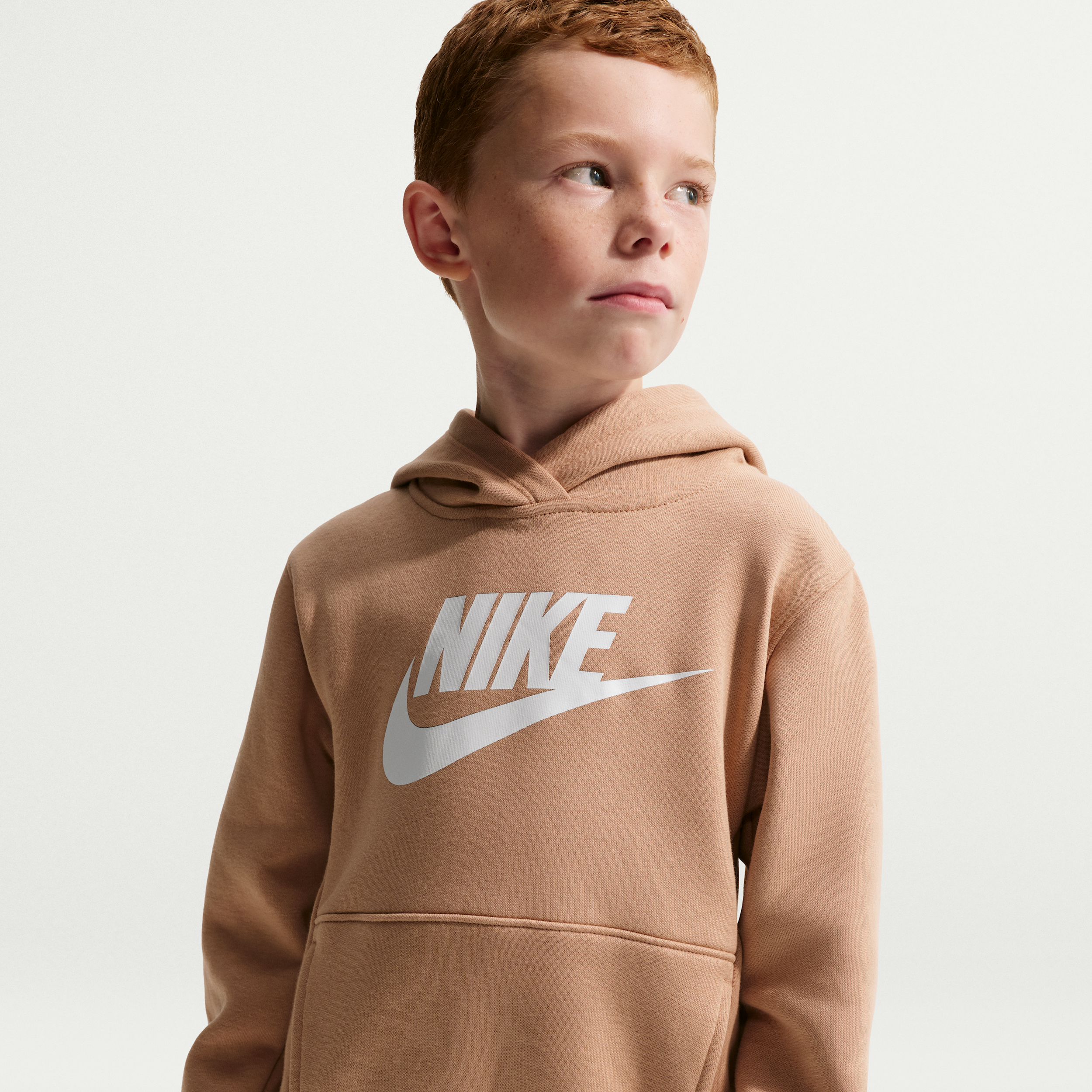 Nike Sportswear Club Fleece Pullover Little Kids Hoodie in Brown | 86L094-X0L